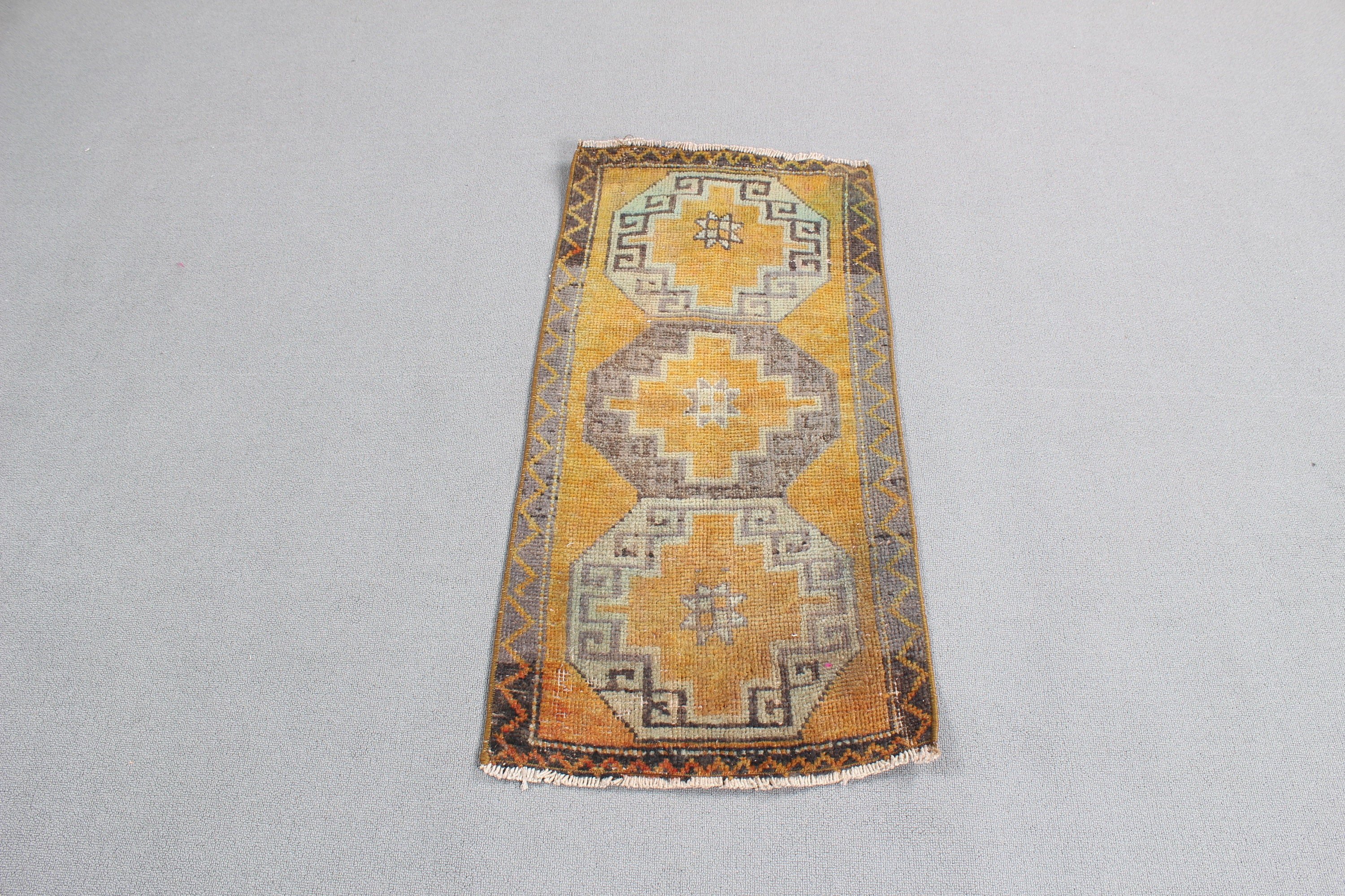 Wall Hanging Rugs, 1.5x3.1 ft Small Rug, Small Vintage Rug, Floor Rugs, Turkish Rugs, Anatolian Rug, Bronze Wool Rug, Vintage Rugs