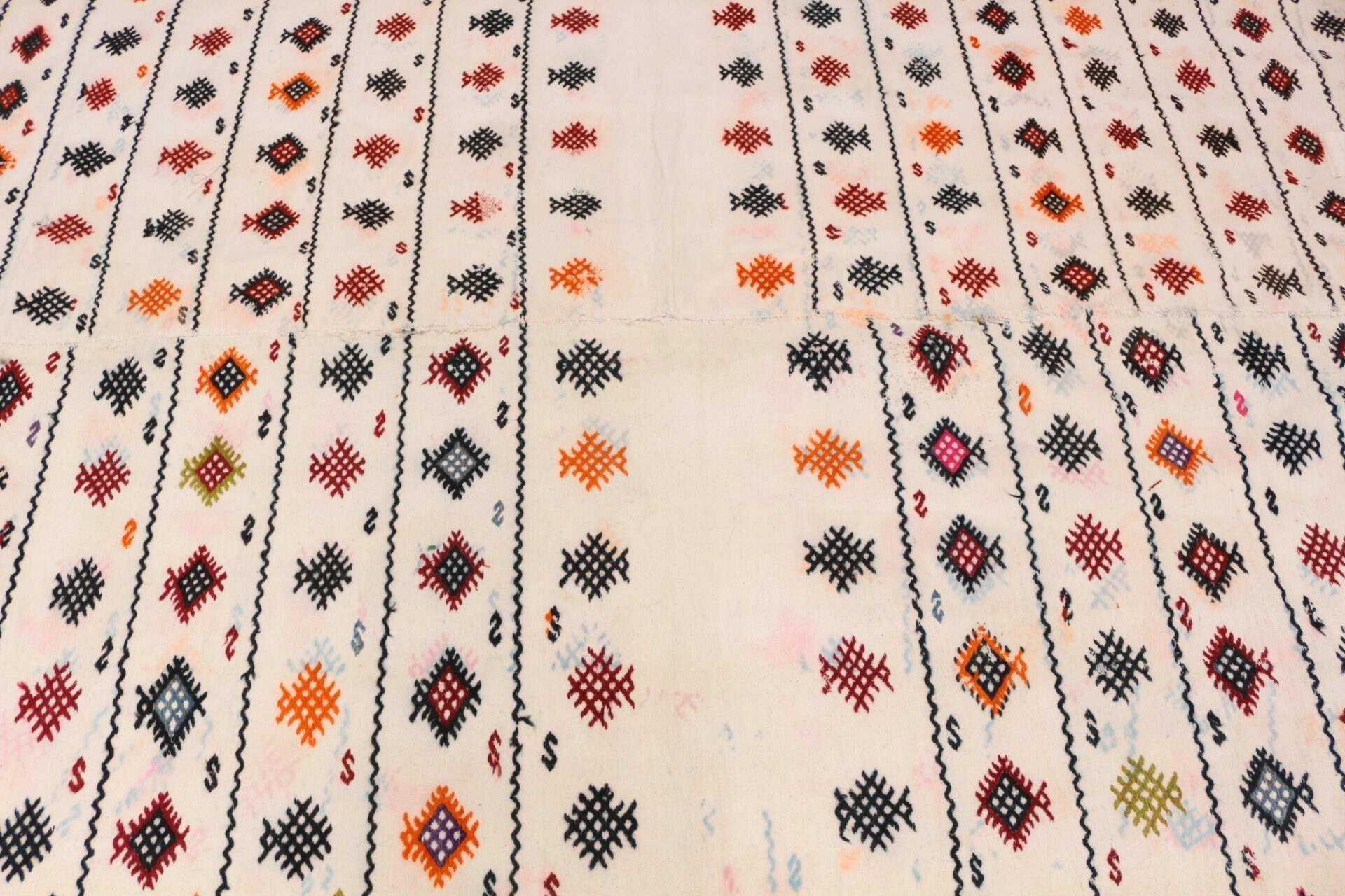 Anadolu Halısı, Türk Halısı, Beyaz Şark Halısı, Oryantal Halısı, Oturma Odası Halıları, Salon Halısı, Kilim, 5.4x9.5 ft Büyük Halı, Vintage Halı