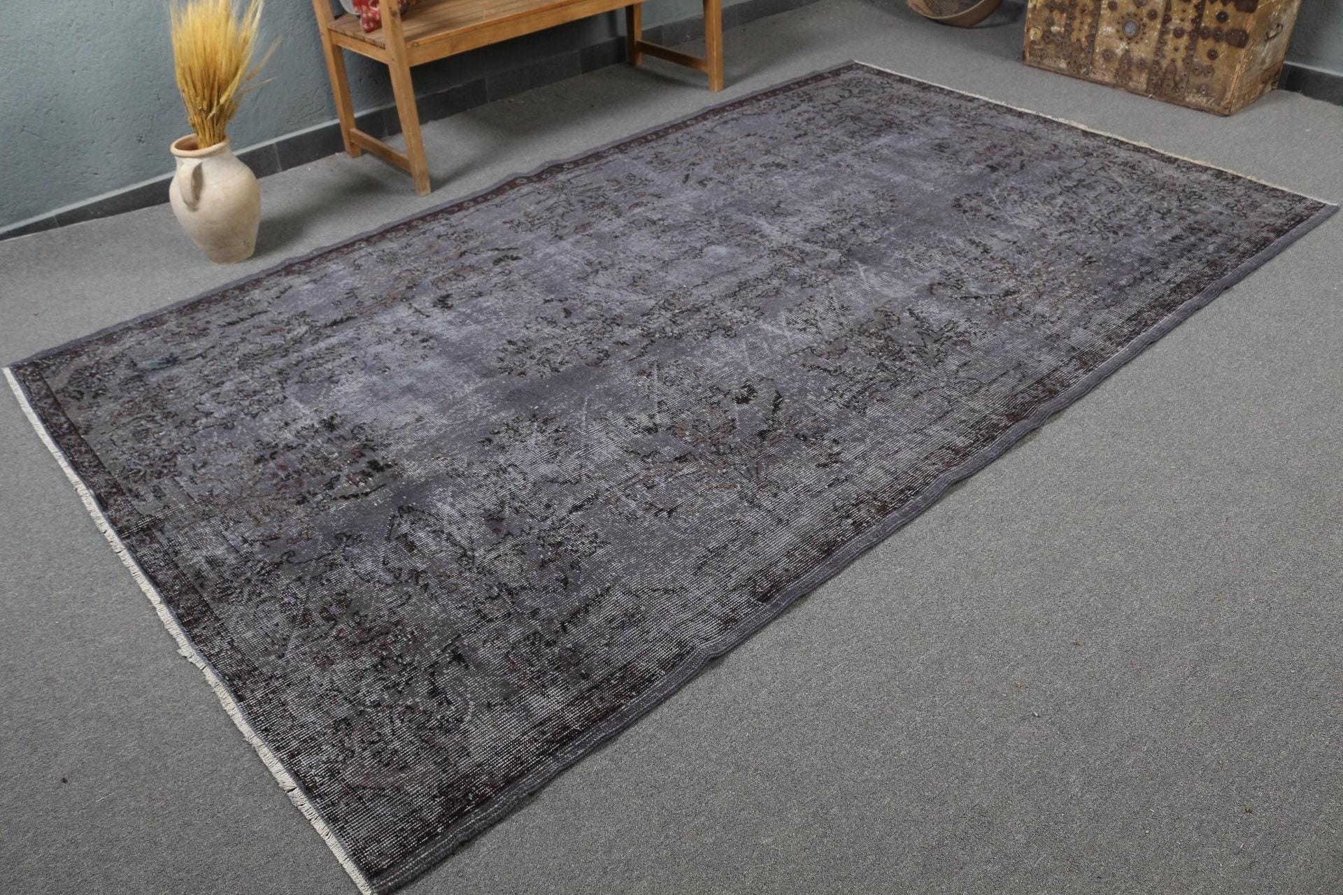 Living Room Rug, Antique Rugs, Gray Antique Rug, Vintage Rug, Turkish Rug, 6.1x9.9 ft Large Rugs, Bedroom Rug, Abstract Rug