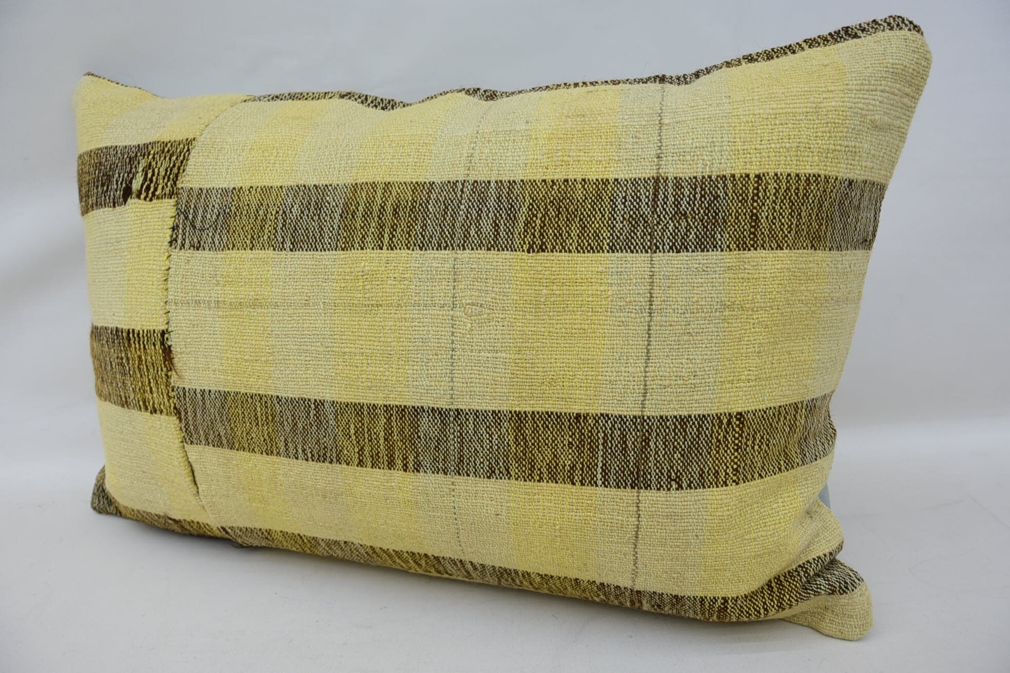 16"x24" Beige Pillow Sham, Decorative Bolster Cushion Cover, Handmade Kilim Cushion, Pillow for Couch, Throw Kilim Pillow