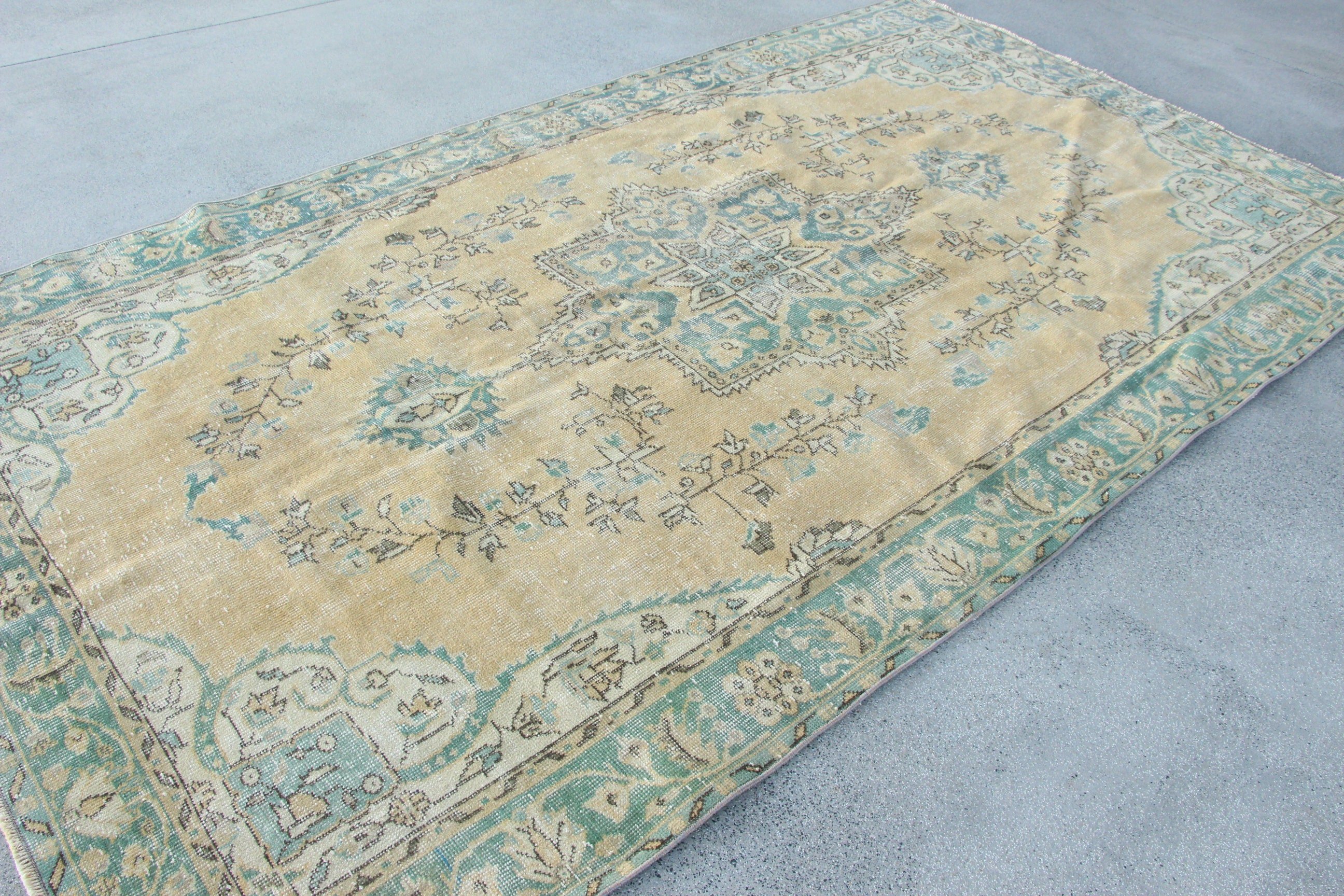 Vintage Halılar, Oryantal Halı, Nötr Halı, Büyük Boho Halılar, Turuncu Geometrik Halı, Etnik Halı, 5,6x9,8 ft Büyük Halı, Salon Halıları, Türk Halıları