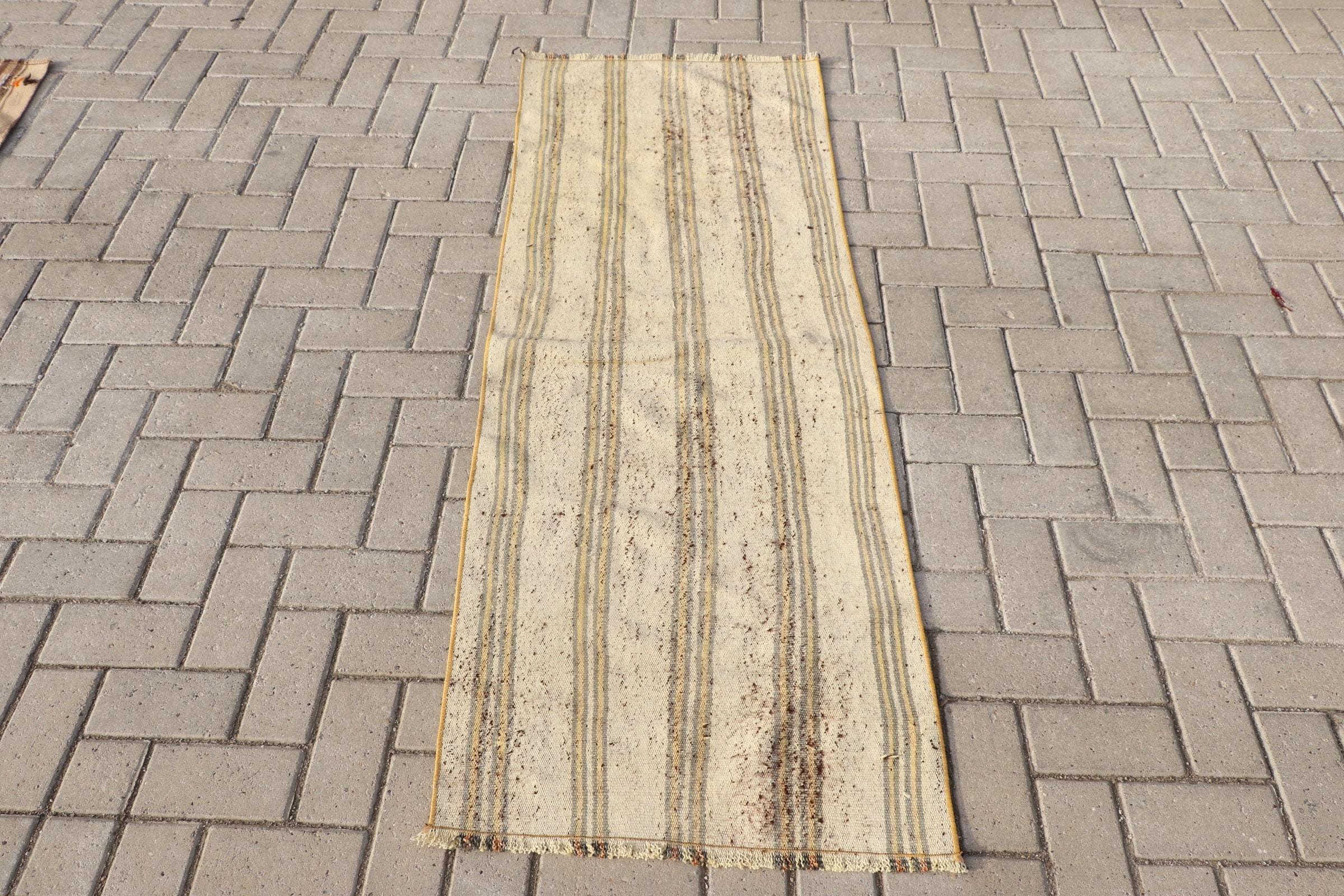 Anatolian Rug, Turkish Rug, Vintage Rug, Rugs for Kitchen, Oushak Rugs, Hallway Rug, 2.2x5.8 ft Runner Rug, Beige Kitchen Rug, Kilim