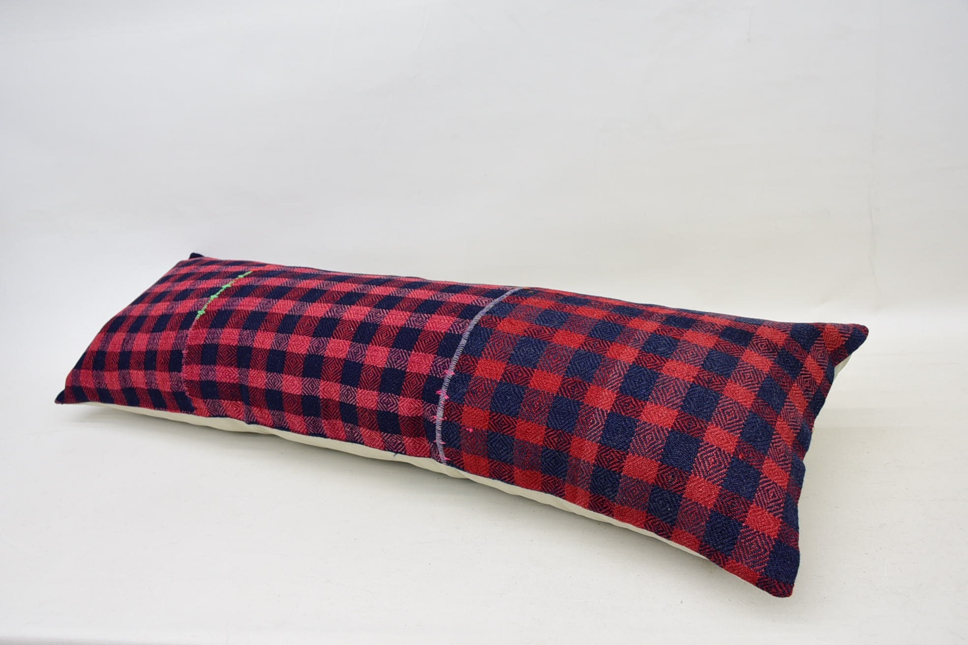 Kilim Cushion Sham, Turkish Kilim Pillow, Vintage Kilim Throw Pillow, Aesthetic Cushion, 16"x48" Pink Cushion