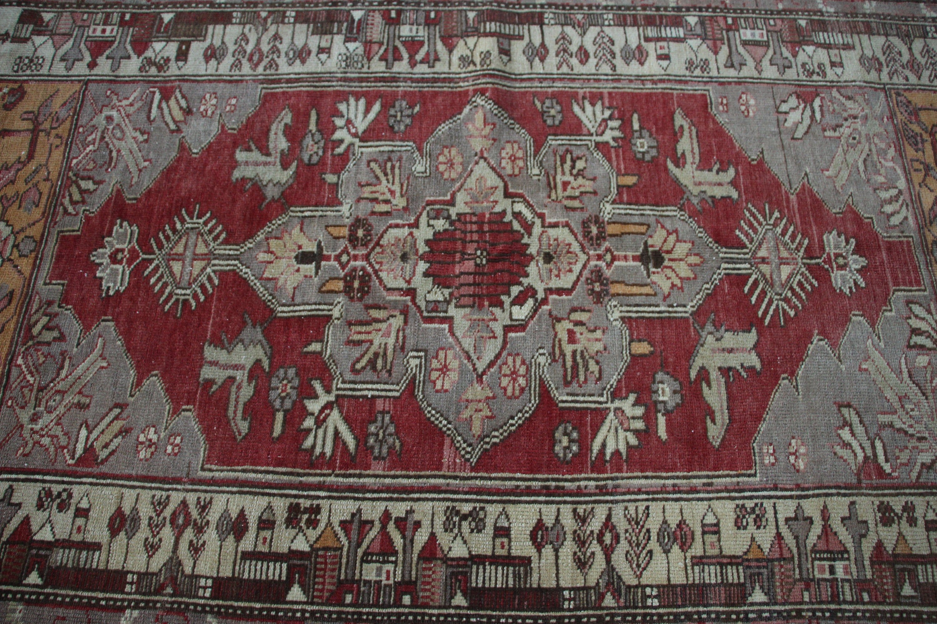 Red Cool Rugs, Entry Rug, Moroccan Rugs, Turkish Rug, Home Decor Rugs, 3.6x6.6 ft Accent Rugs, Bedroom Rugs, Vintage Rug, Rugs for Entry