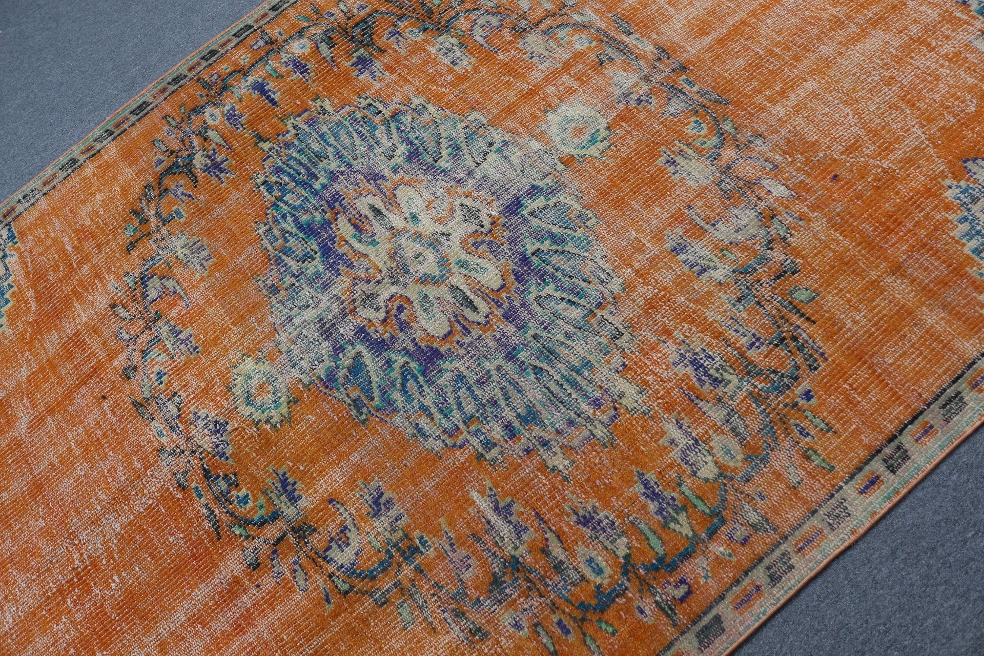 Floor Rugs, Moroccan Rugs, Bedroom Rug, Living Room Rug, Natural Rugs, Orange Oriental Rug, Turkish Rug, Vintage Rug, 5.2x8 ft Large Rugs