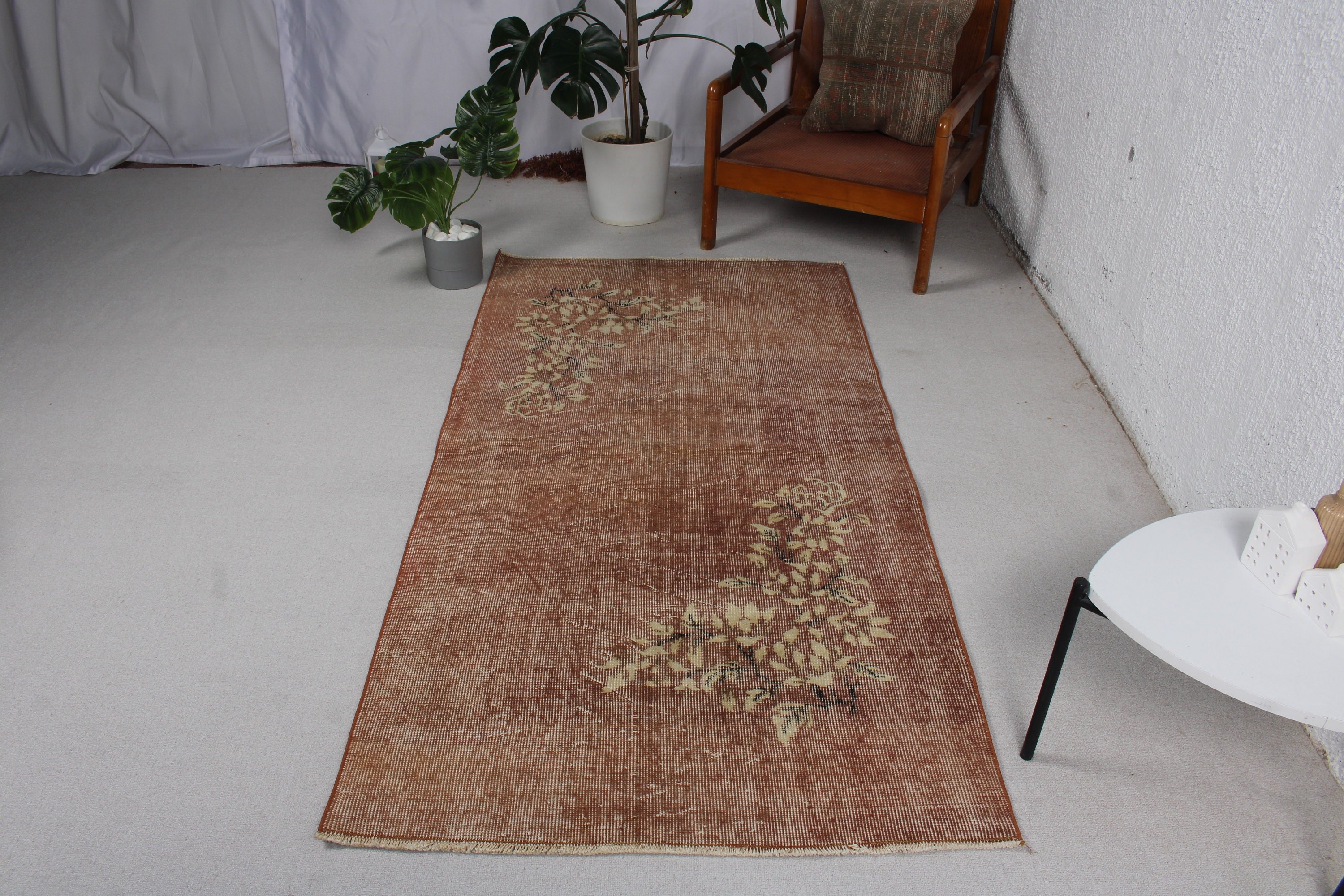 Kitchen Rugs, Vintage Rug, Turkish Rugs, Office Rugs, 3.3x6.4 ft Accent Rugs, Brown Home Decor Rugs, Bedroom Rugs, Entry Rug