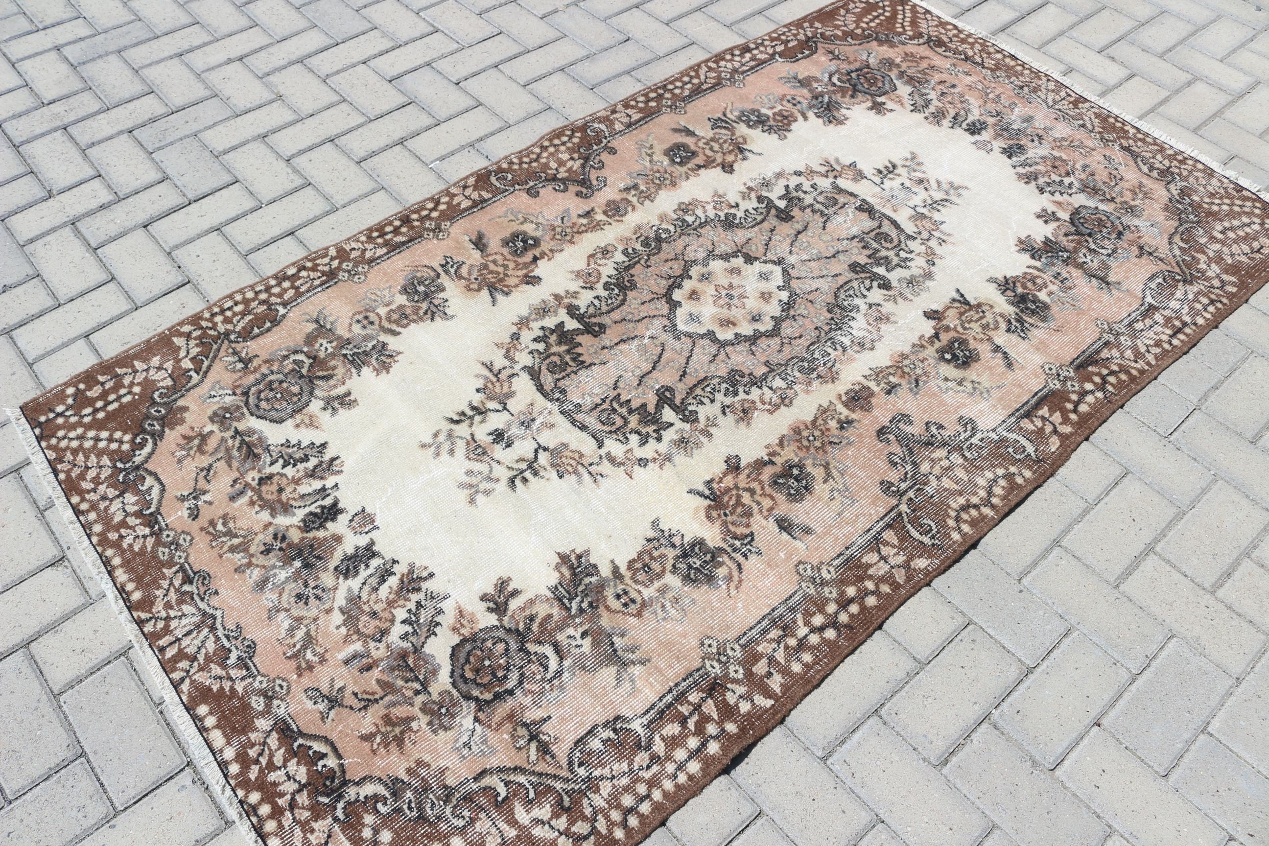 Vintage Halı, Kahverengi Anadolu Halıları, Türkiye Halısı, Ev Dekorasyonu Halısı, 3,8x7 ft Alan Halısı, Yatak Odası Halısı, Çocuk Odası Halısı, Türk Halısı, İç Mekan Halısı