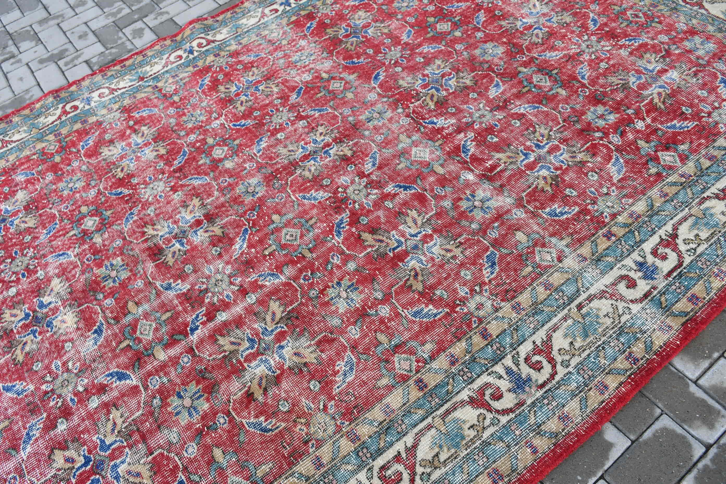 Blue Oushak Rug, Turkish Rug, 7x10.7 ft Oversize Rug, Oriental Rug, Nomadic Rug, Vintage Rugs, Living Room Rug, Dining Room Rugs, Floor Rug