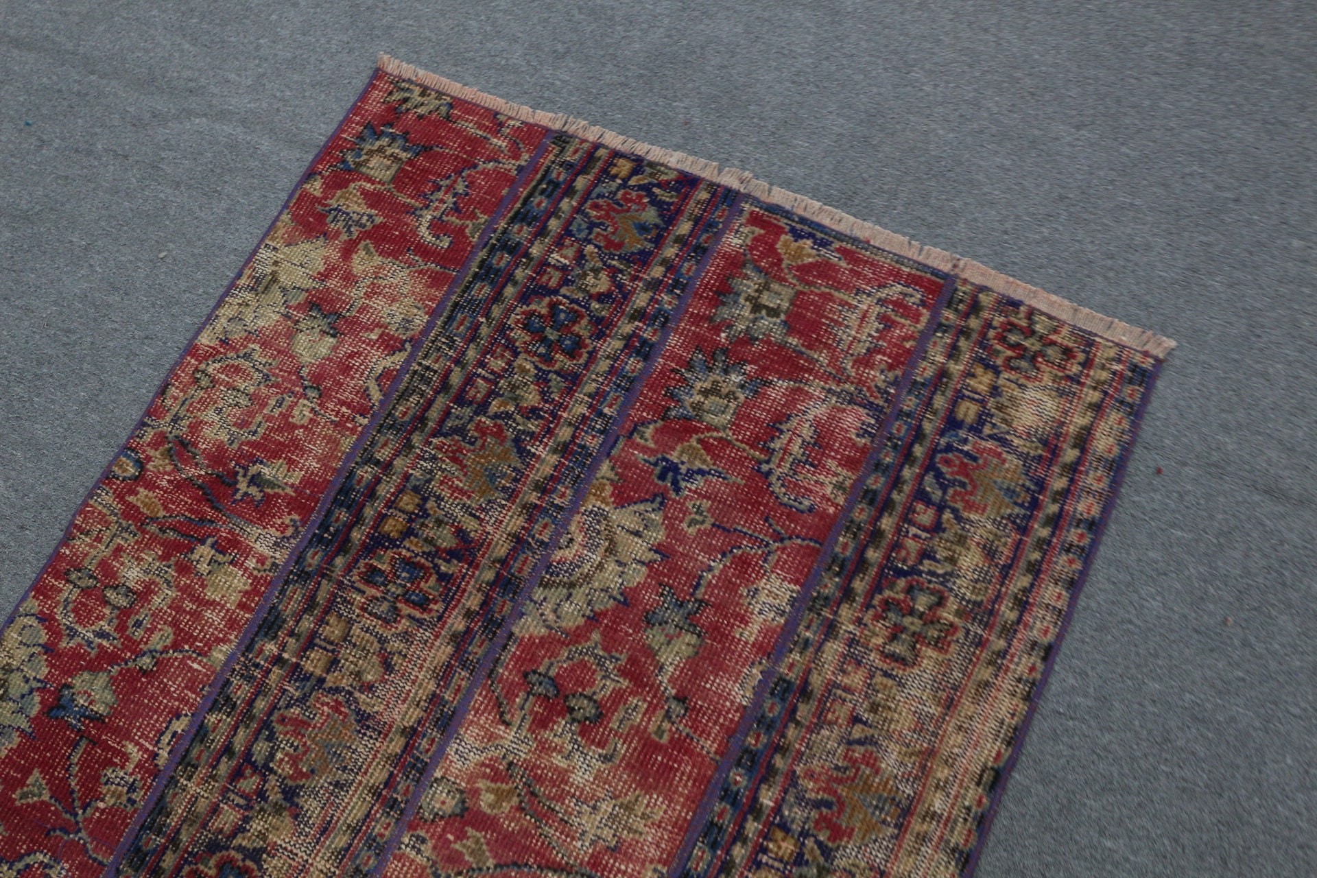 Yün Halı, 3.3x3.7 ft Küçük Halı, Vintage Halı, Sessiz Halı, Ev Dekor Halısı, Kırmızı Yatak Odası Halıları, Duvara Asılı Halı, Türk Halısı, Çocuk Odası Halıları