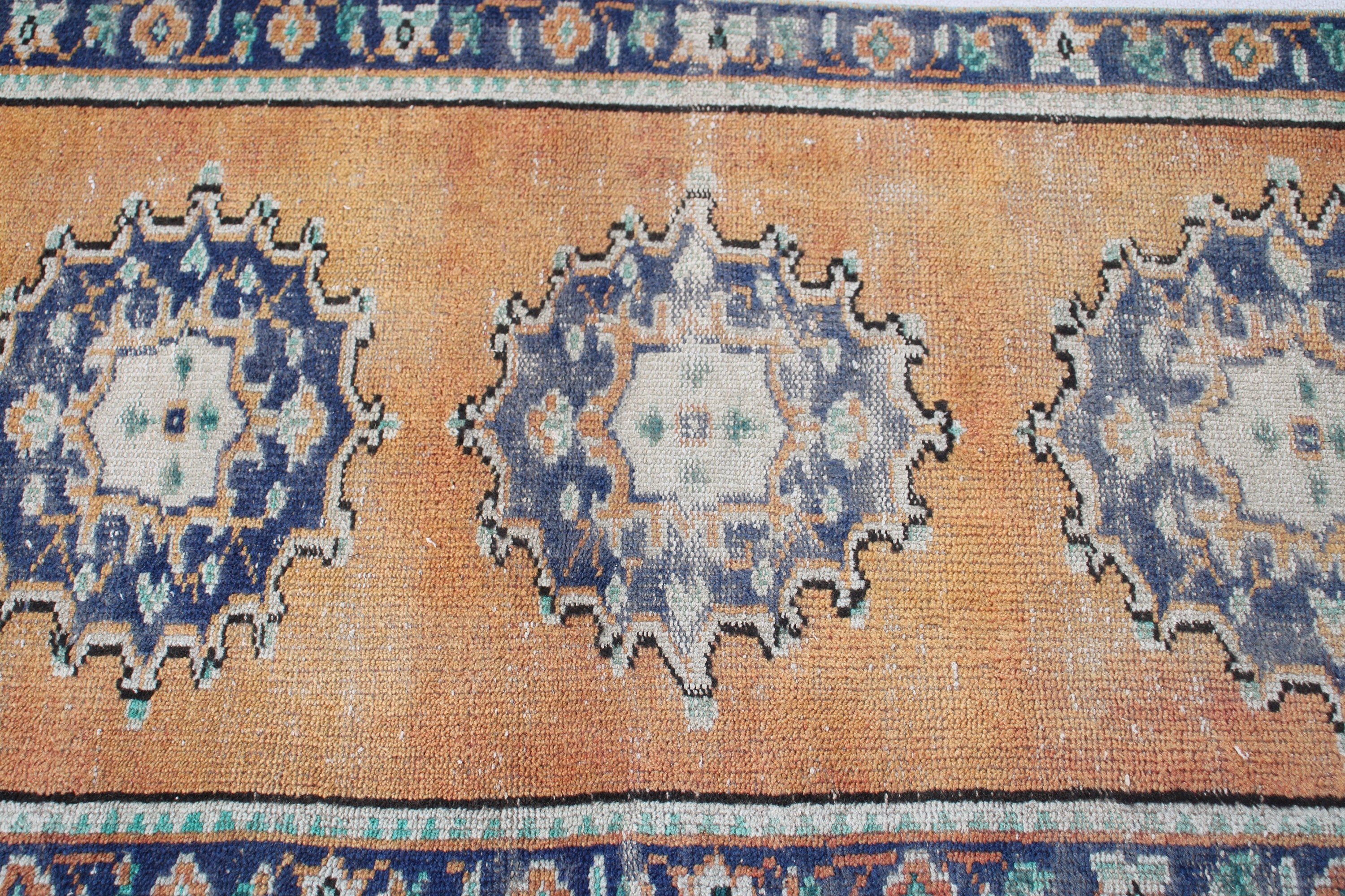 Vintage Halılar, Turuncu Yer Halısı, Harika Halılar, Vintage Runner Halısı, Türk Halıları, 2.7x8.9 ft Runner Halıları, Runner Halıları