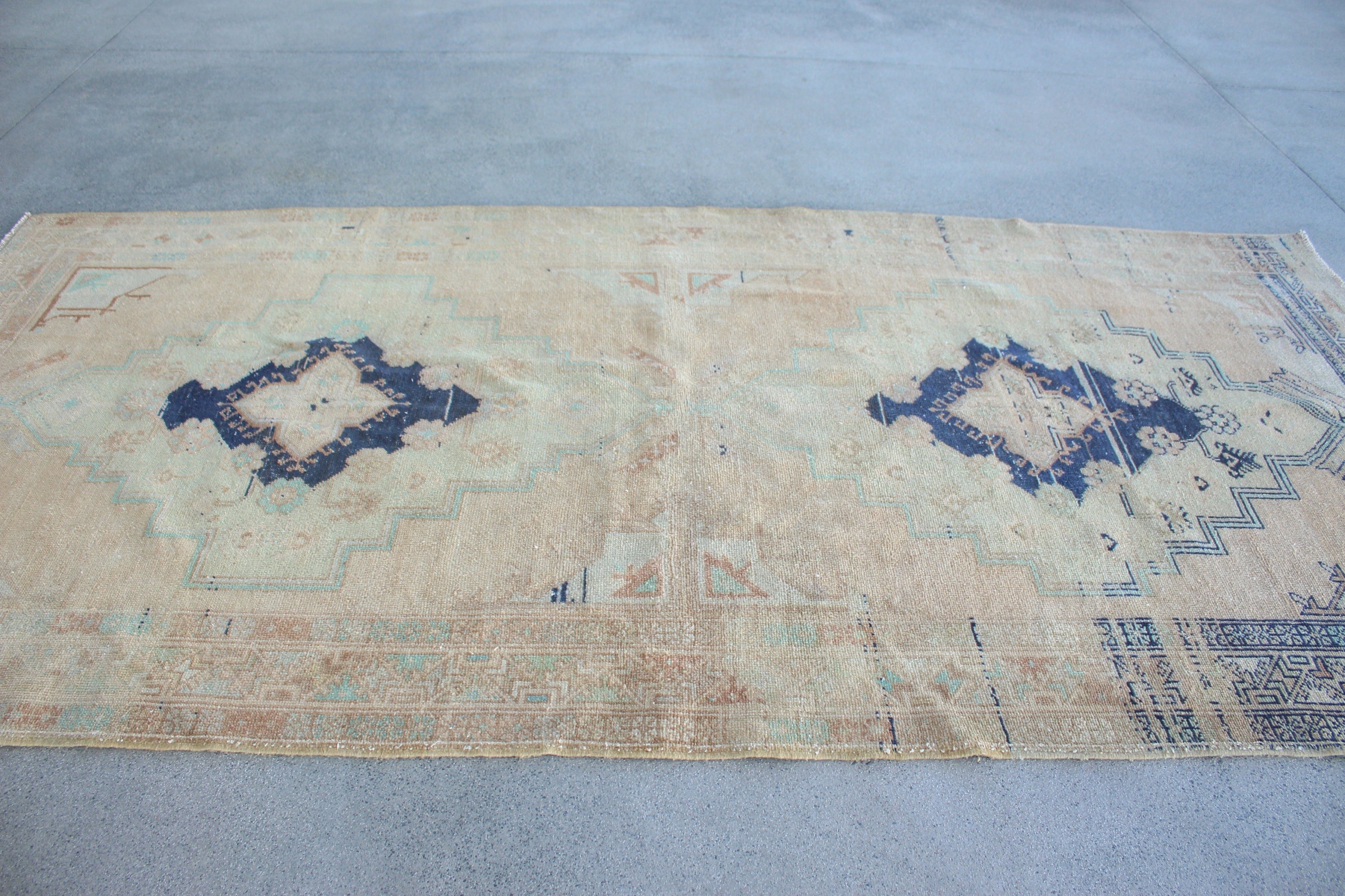 5.2x10.8 ft Large Rugs, Oriental Rug, Beige Floor Rug, Vintage Rugs, Handmade Rug, Living Room Rug, Bedroom Rugs, Turkish Rugs, Wool Rug