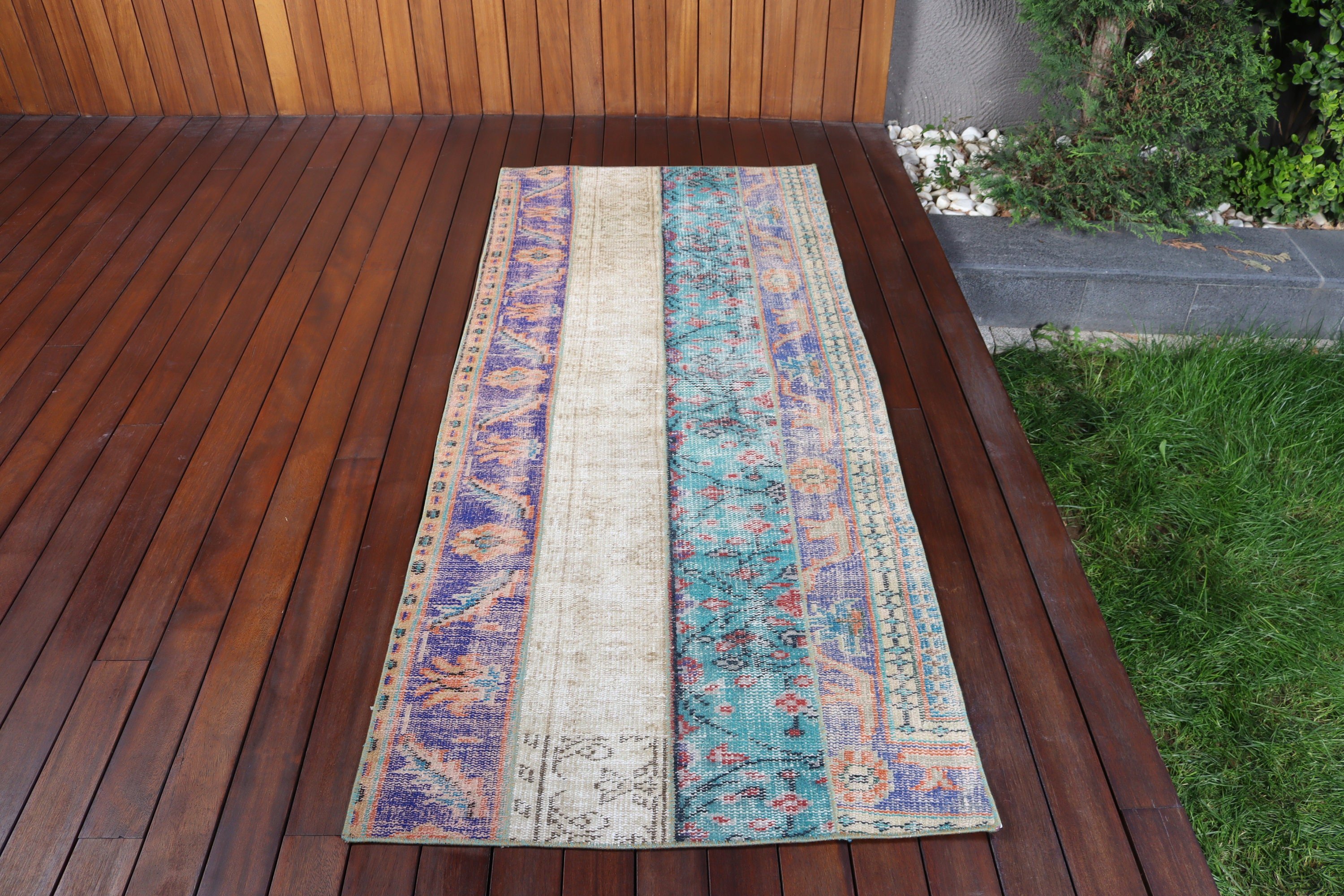 Luxury Rug, Blue Modern Rug, Oushak Rugs, Entry Rug, Vintage Rugs, Modern Rugs, Turkish Rugs, Vintage Accent Rugs, 2.8x6.8 ft Accent Rug