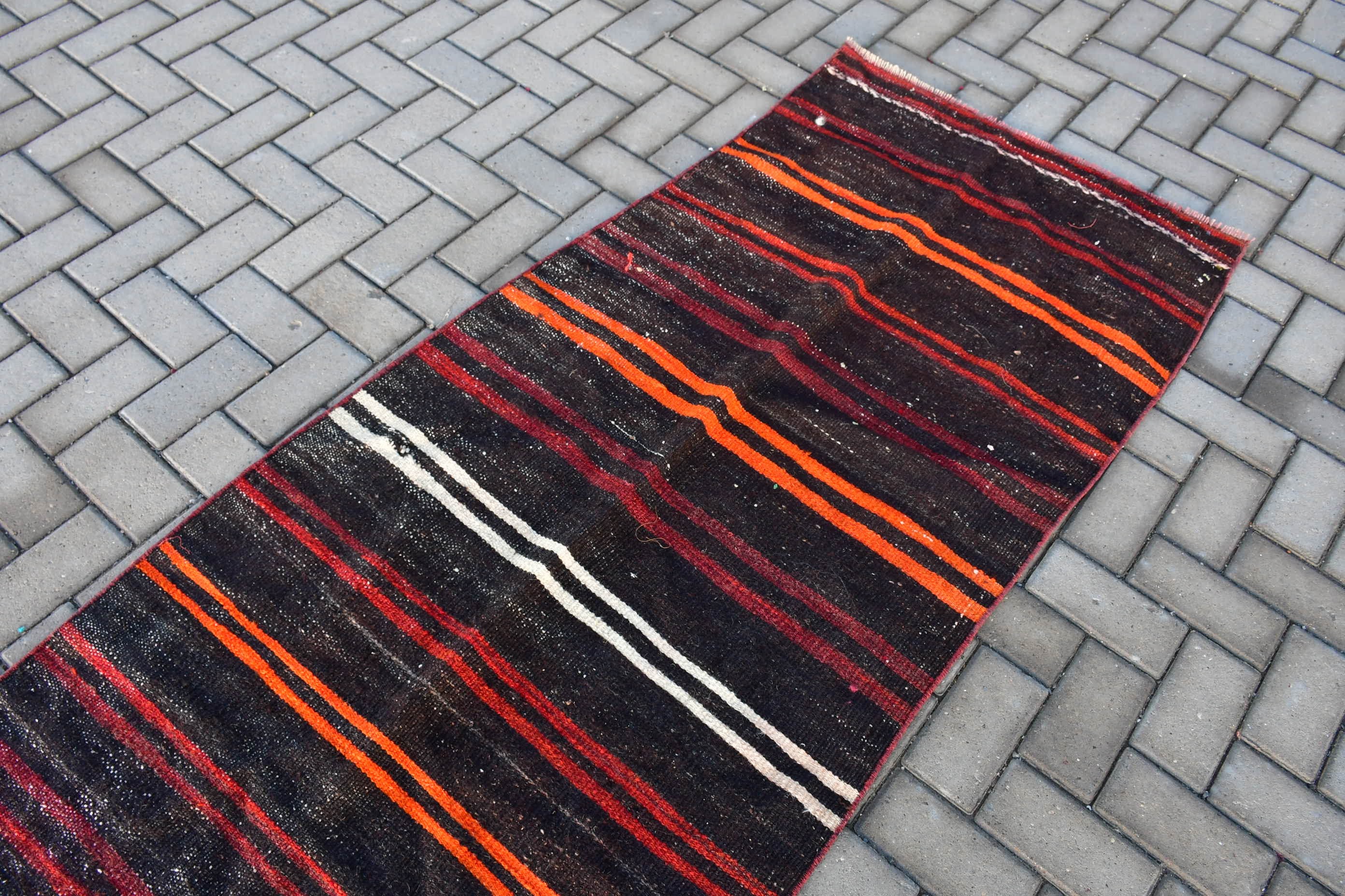 Turkish Rug, Floor Rugs, Kilim, 2.8x10.8 ft Runner Rugs, Art Rug, Stair Rug, Brown Moroccan Rug, Vintage Rug, Home Decor Rugs, Hallway Rugs