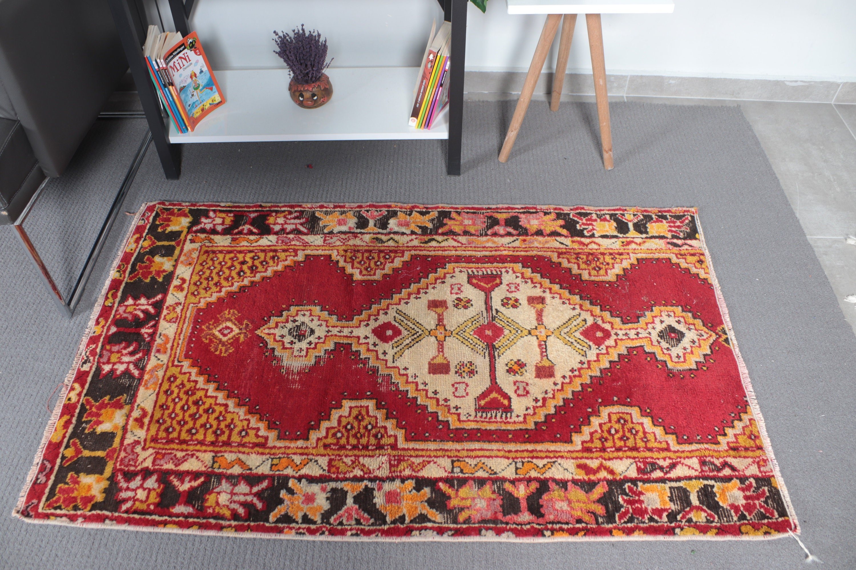 Floor Rug, Handmade Rug, Kitchen Rugs, Statement Rug, 2.6x4.2 ft Small Rugs, Small Area Rugs, Vintage Rug, Turkish Rugs, Red Antique Rug