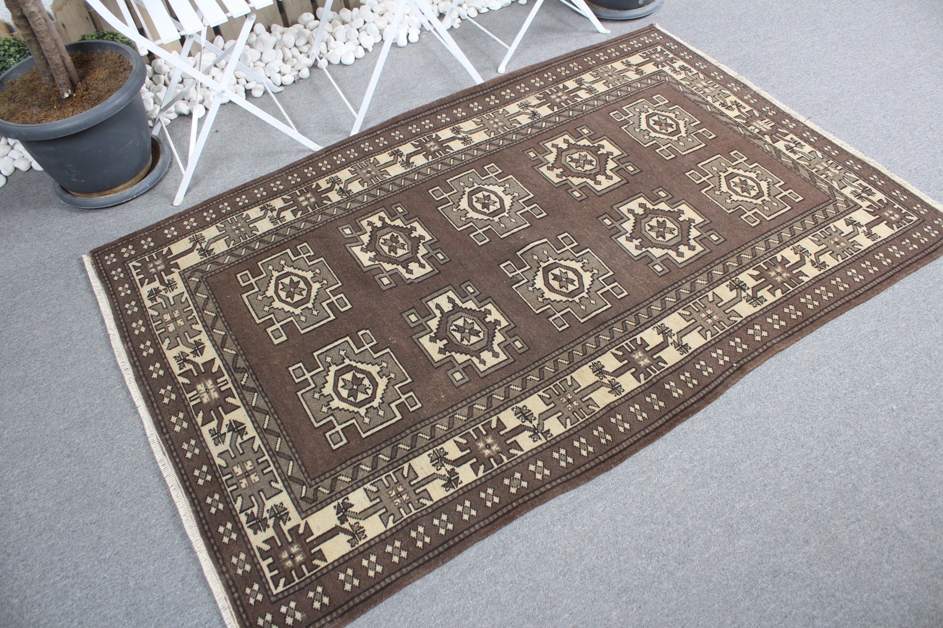 Brown Home Decor Rug, Vintage Rug, Nursery Rug, Turkish Rugs, Home Decor Rugs, Art Rug, Living Room Rug, 3.9x6.2 ft Area Rug