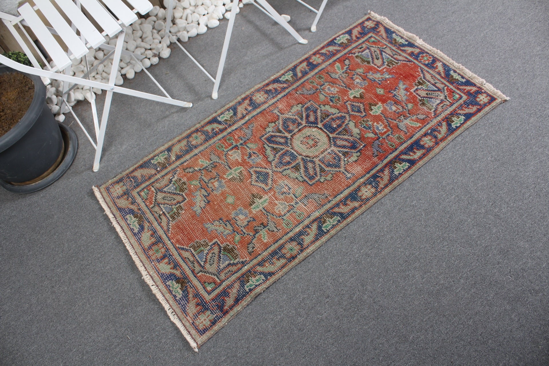 Entry Rugs, Orange  2.2x4.3 ft Small Rugs, Wool Rug, Vintage Rug, Oriental Rug, Turkish Rugs, Rugs for Bathroom, Nursery Rug