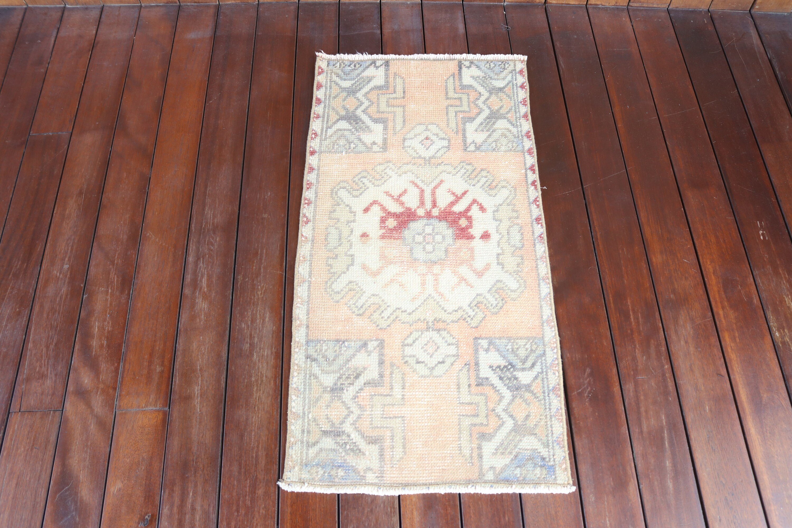 Türk Halıları, Küçük Alan Halıları, Anadolu Halıları, Kahverengi İfade Halıları, 1.4x2.9 ft Küçük Halılar, Vintage Halılar, Banyo Halısı, Nötr Halı