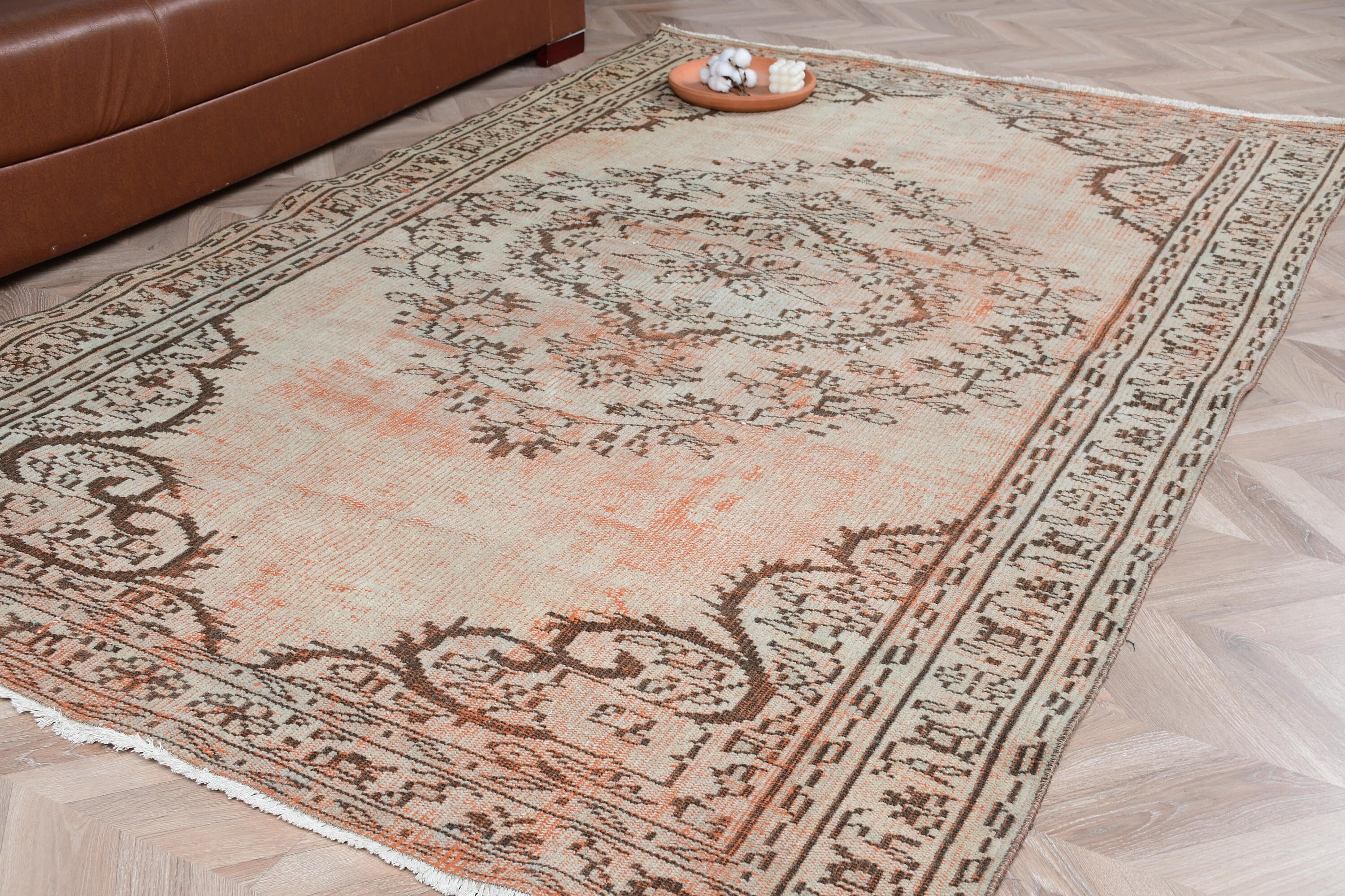 Bedroom Rugs, Living Room Rug, Rugs for Salon, Anatolian Rug, 5.1x8 ft Large Rug, Vintage Rug, Turkish Rug, Orange Home Decor Rug, Art Rug