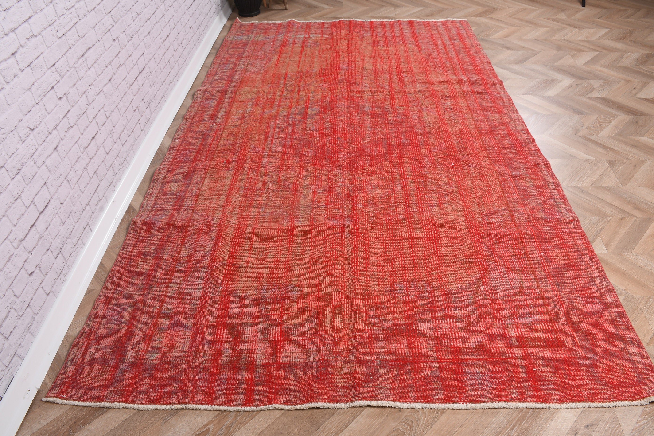 Red Floor Rug, Salon Rugs, Living Room Rug, Vintage Rug, Geometric Rugs, Turkish Rug, Rugs for Salon, Bedroom Rug, 5.5x9.1 ft Large Rugs