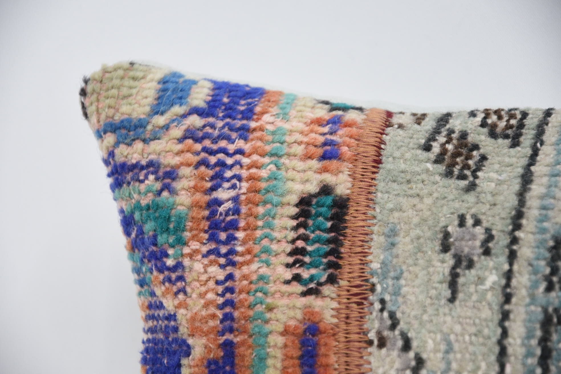 Interior Designer Pillow, 12"x24" Beige Pillow, Turkish Kilim Pillow, Handmade Rug Seat Pillow Sham, Throw Kilim Pillow