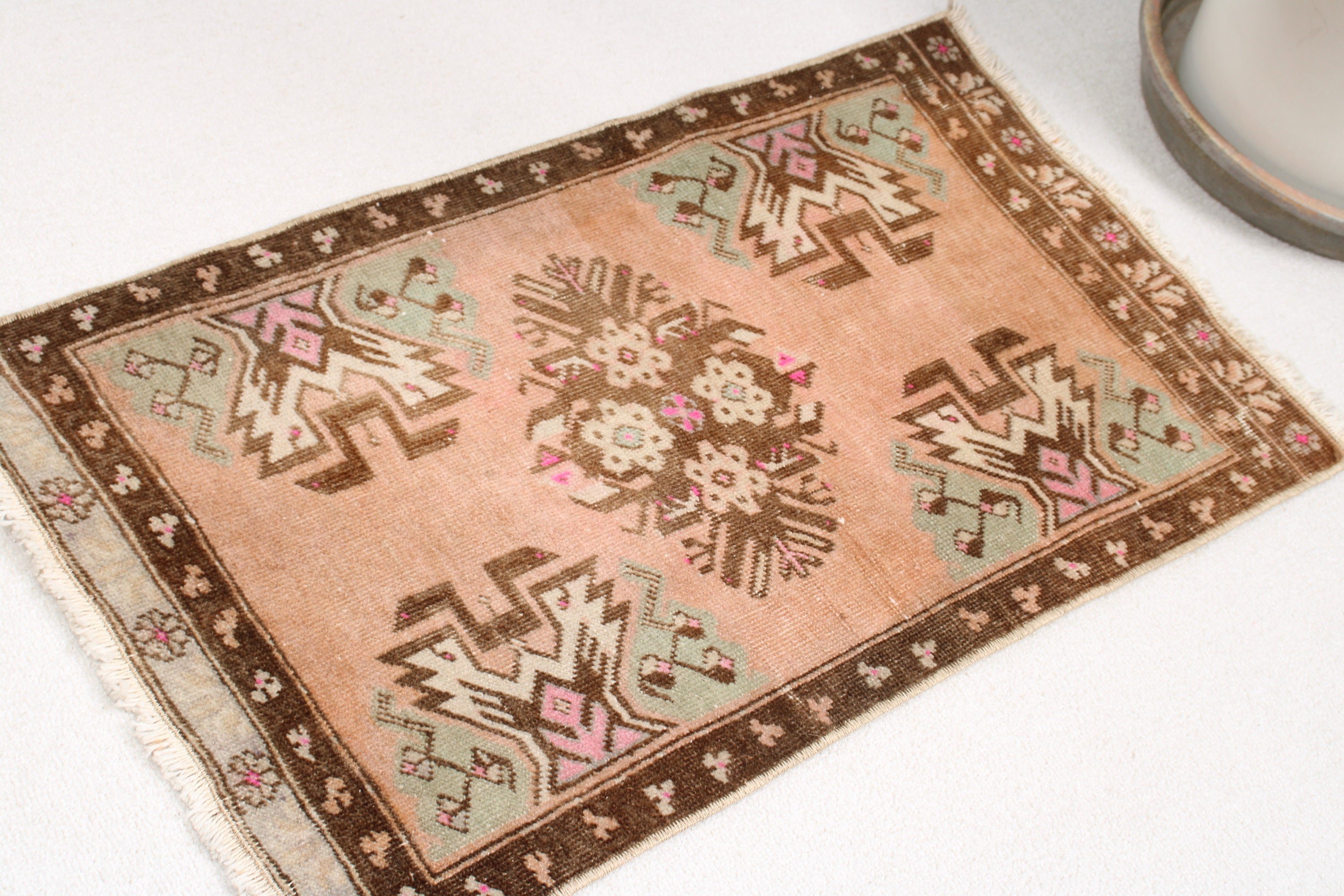 Vintage Rug, Flatweave Rugs, Nursery Rugs, Pink Kitchen Rugs, 1.5x2.6 ft Small Rug, Rugs for Small Vintage, Turkish Rug, Kitchen Rugs