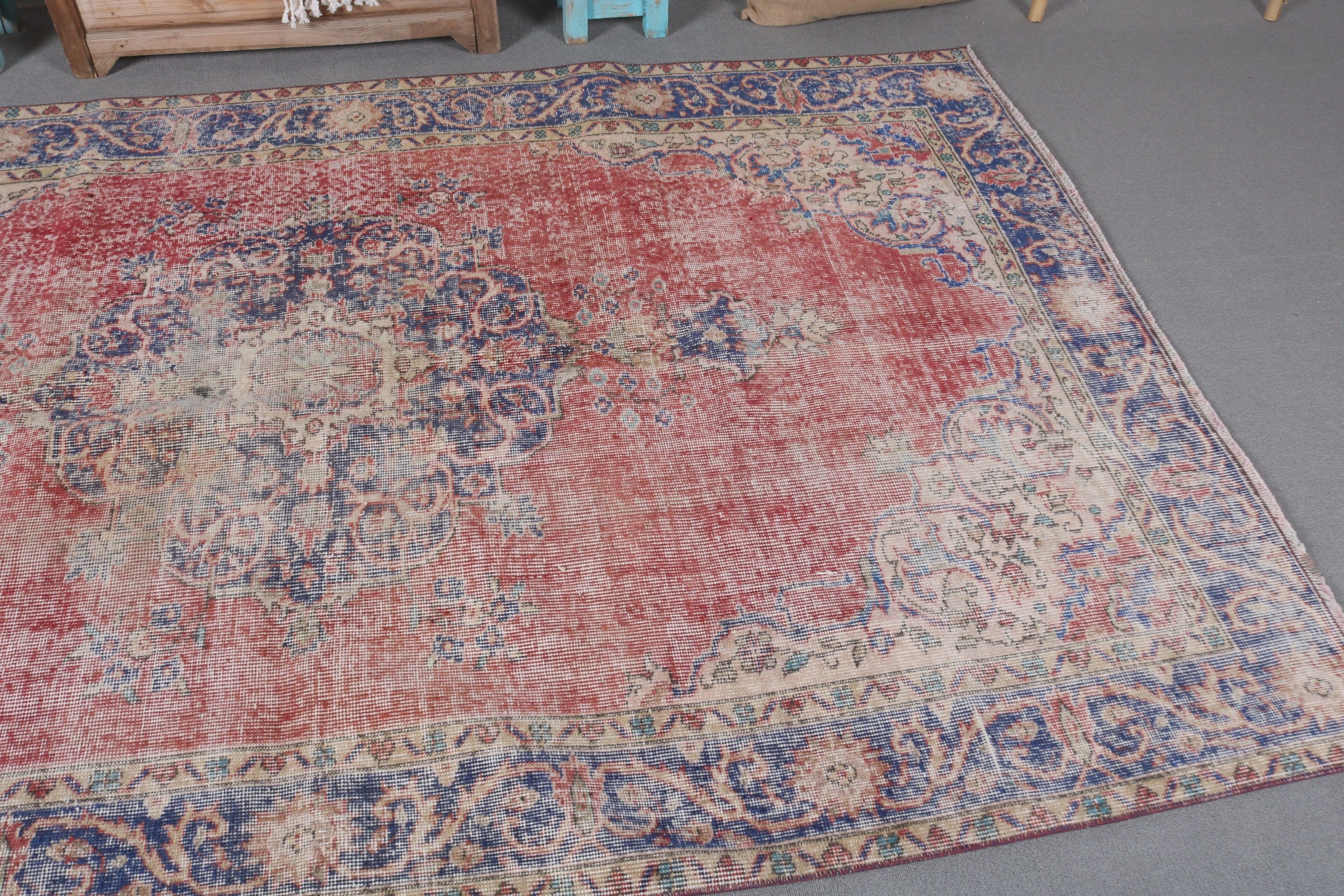 Vintage Rug, Dining Room Rug, Organic Rug, Antique Rug, Turkish Rugs, Blue Cool Rugs, Anatolian Rugs, 5.2x8.3 ft Large Rugs, Bedroom Rug