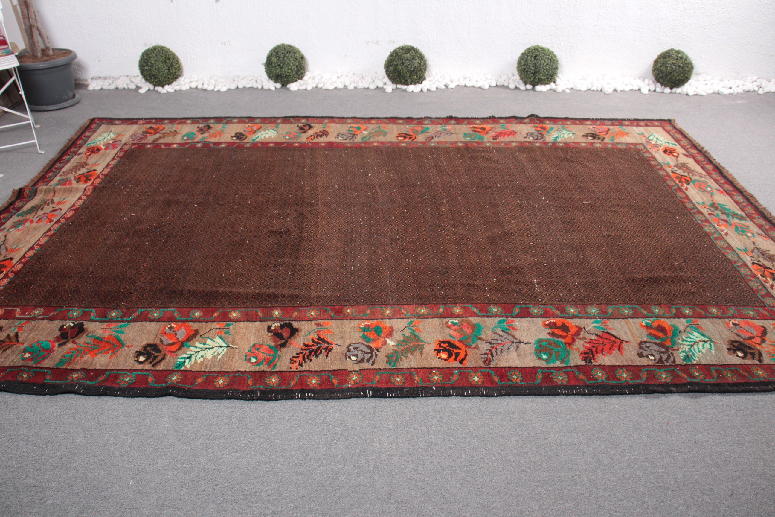 Living Room Rug, Antique Rug, Floor Rugs, Vintage Rug, Saloon Rugs, Bright Rug, Turkish Rug, 7.3x11.1 ft Oversize Rug, Brown Antique Rug