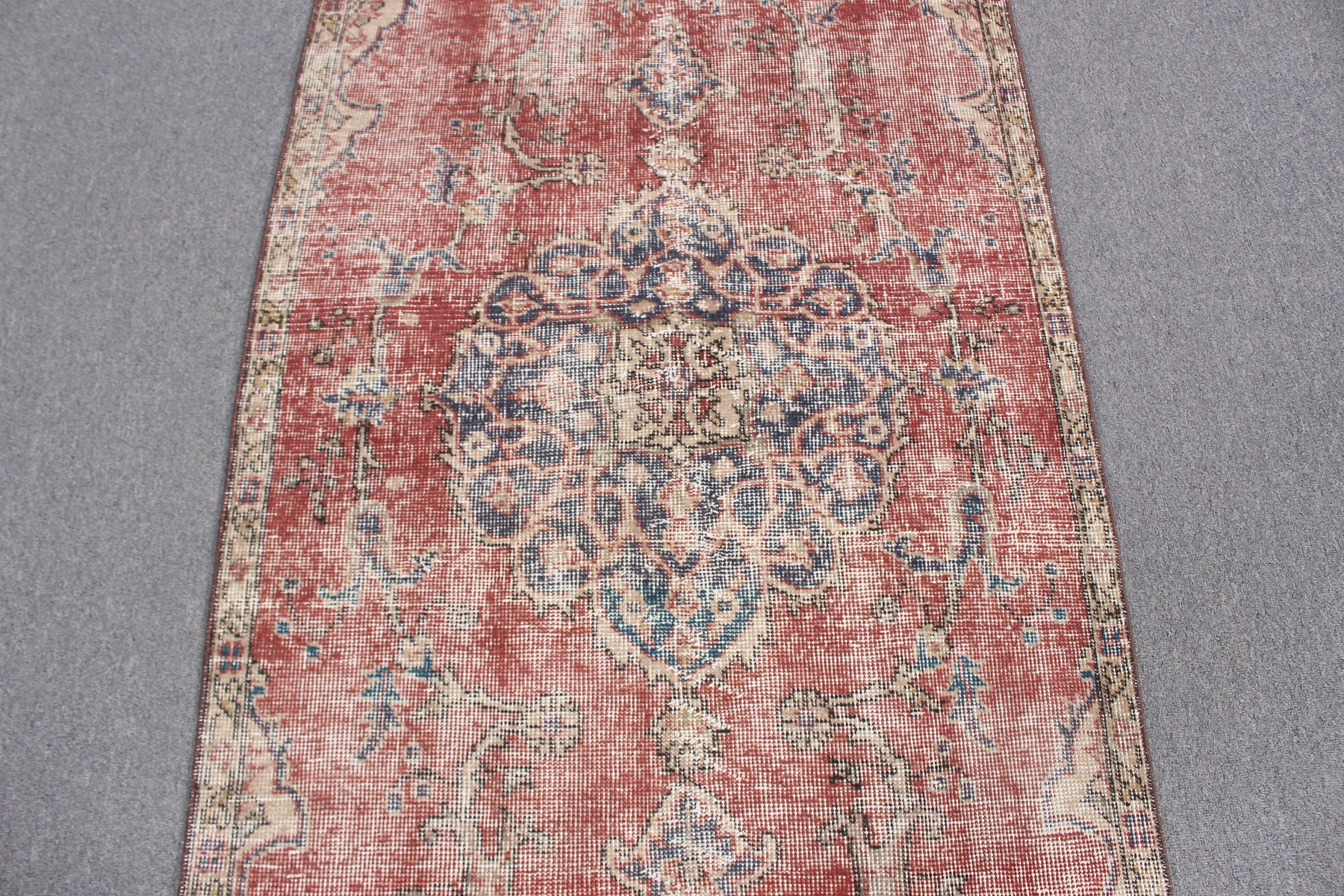 Vintage Vurgulu Halılar, Türk Halısı, Kırmızı Geometrik Halılar, Mutfak Halısı, Vintage Halılar, Boho Vurgulu Halı, 2.8x6.8 ft Vurgulu Halılar, Fas Halısı