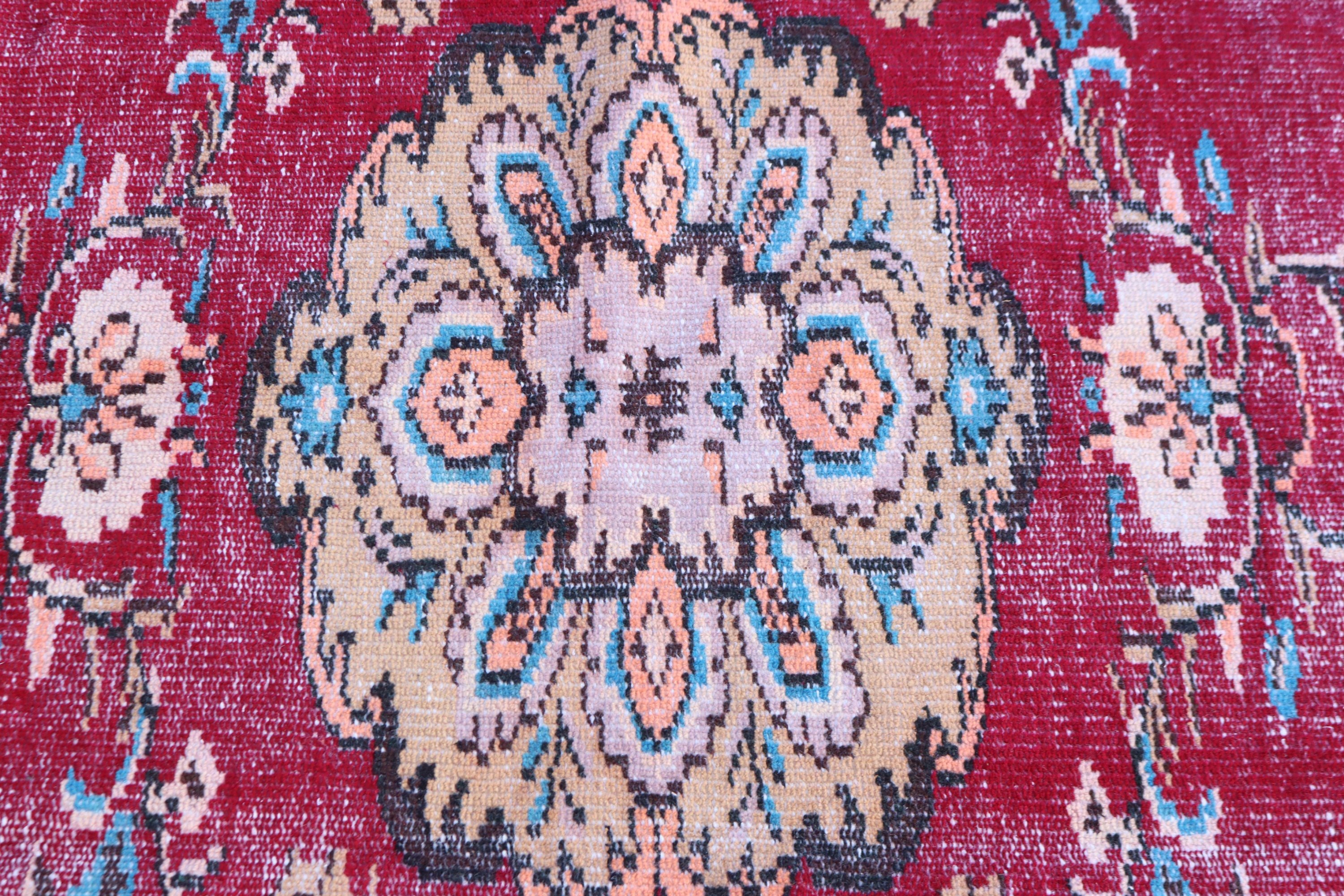 5.3x8.1 ft Büyük Halı, El Dokuma Halılar, Yemek Odası Halıları, Kırmızı Yer Halısı, Düz Dokuma Halılar, Boho Halı, Vintage Halı, Türk Halısı, Oturma Odası Halıları