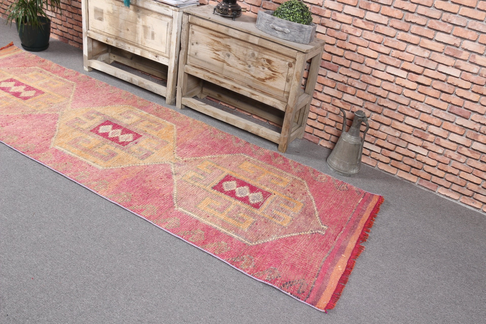 Anatolian Rug, Rugs for Hallway, Vintage Rugs, Turkish Rug, 3x9.4 ft Runner Rugs, Old Rugs, Moroccan Rug, Pink Anatolian Rugs, Kitchen Rug