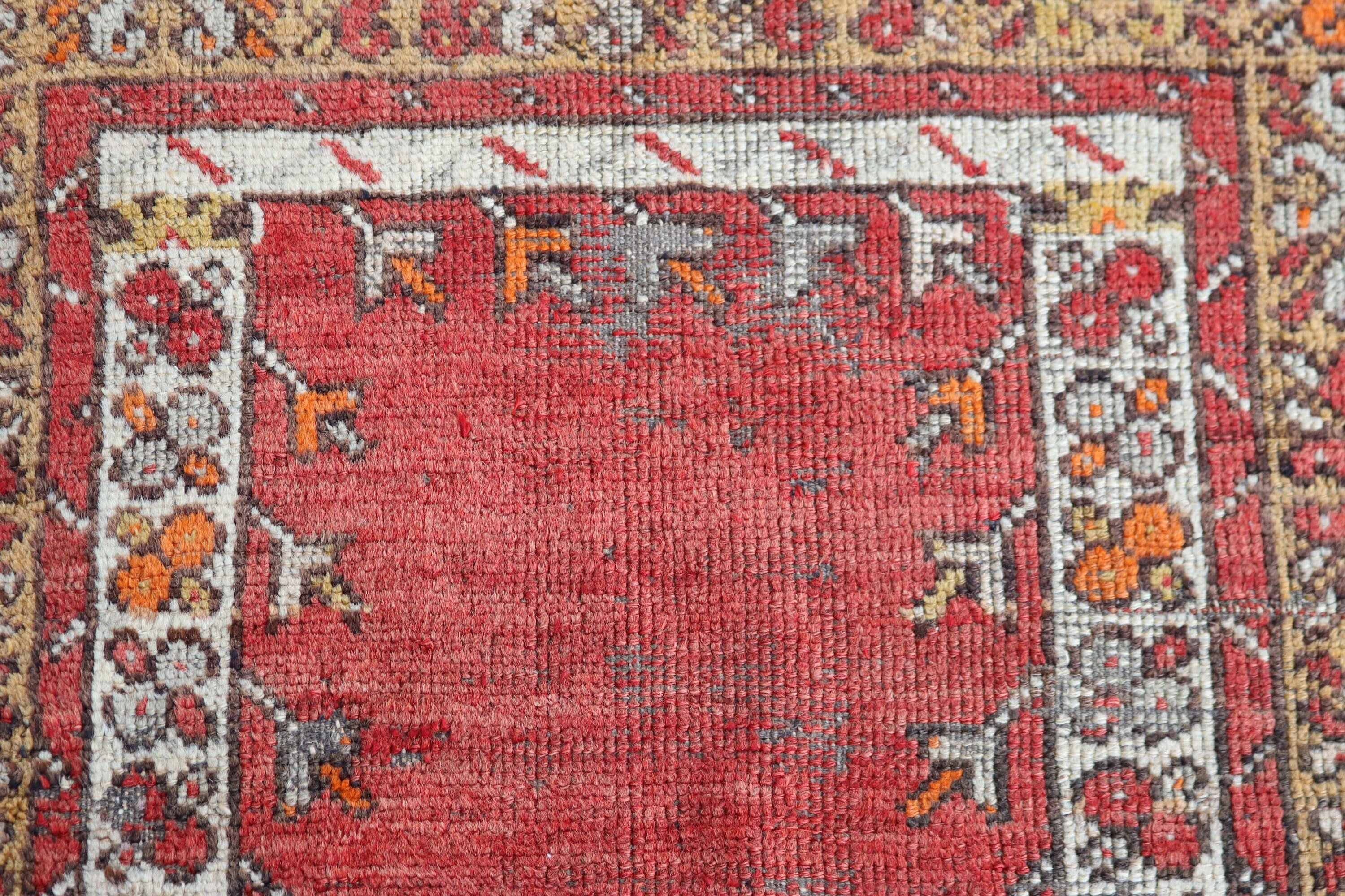 Türk Halıları, Küçük Vintage Halı, Boho Halıları, Oushak Halıları, Vintage Halıları, Araba Paspas Halısı, Düz Dokuma Halı, Kırmızı 1.7x2.6 ft Küçük Halı