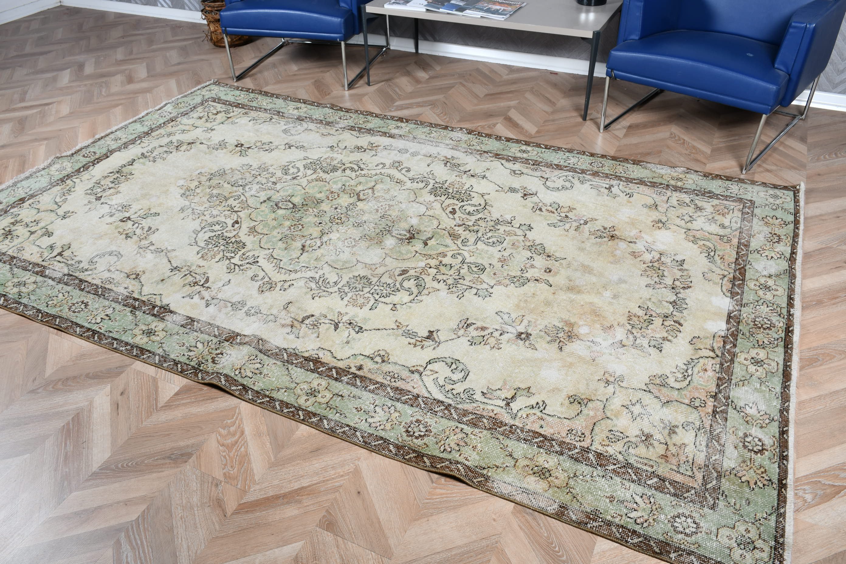 Yatak Odası Halıları, 5.9x9.8 ft Büyük Halı, Yeşil Şark Halıları, Türk Halısı, Fas Halısı, Salon Halıları, Vintage Halı, Oryantal Halılar, Eskitilmiş Halı