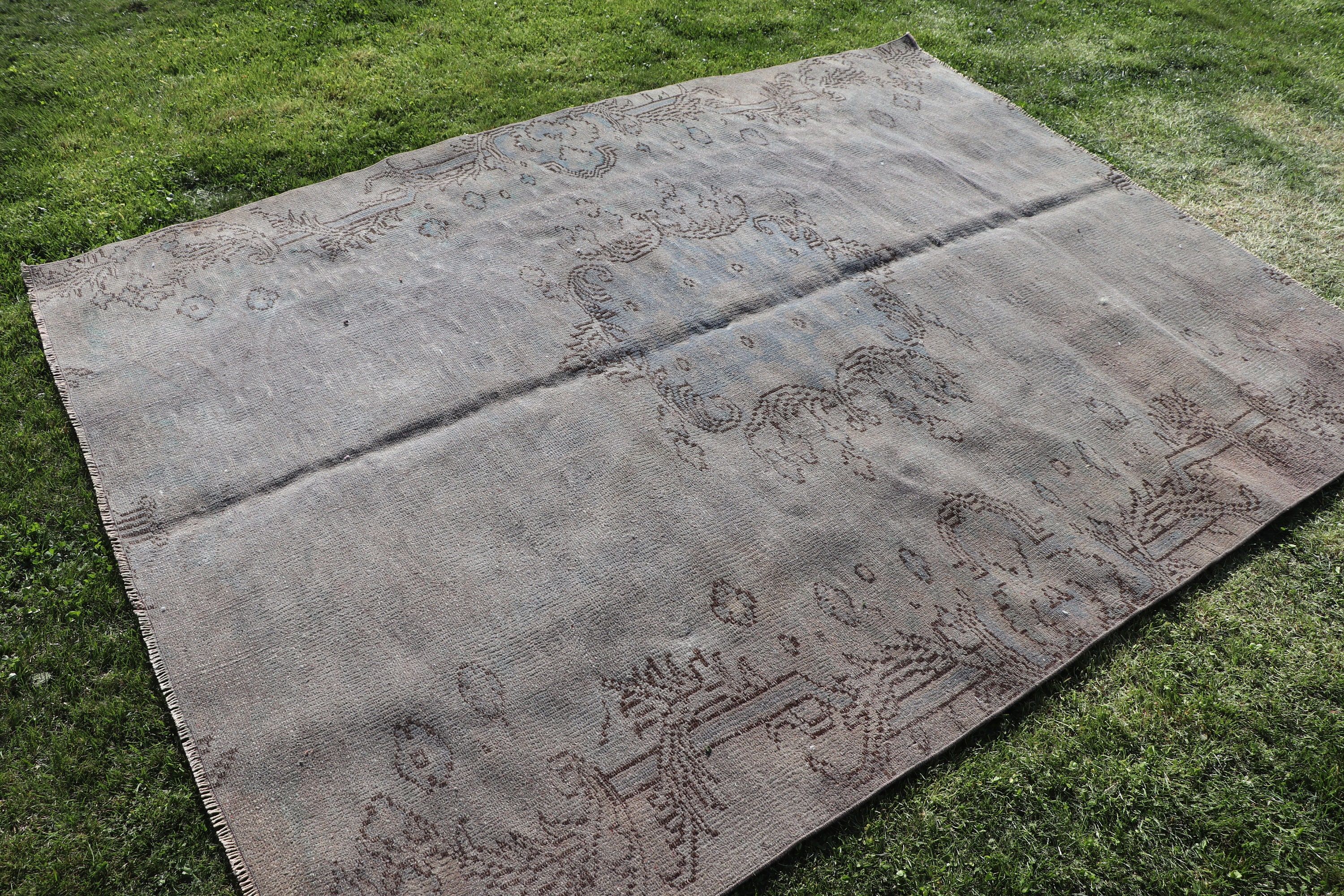 Ofis Halısı, Yatak Odası Halıları, Fas Halısı, Türk Halısı, Vintage Halılar, Büyük Vintage Halı, Gri Lüks Halı, 5.8x7.8 ft Büyük Halılar, Lüks Halı