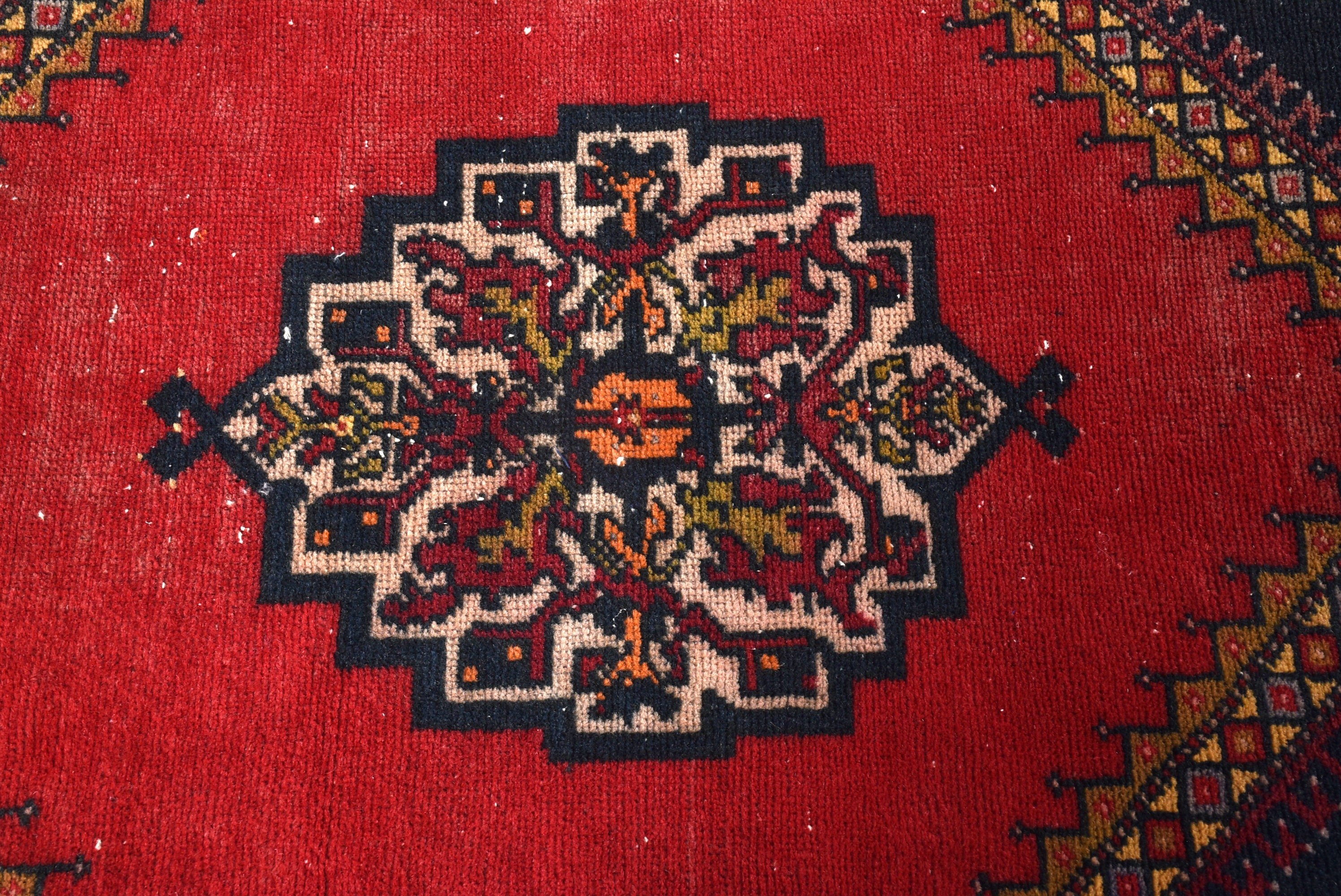 El Yapımı Halı, El Dokuma Halı, Oryantal Halı, Kırmızı Fas Halıları, Boho Alan Halısı, 3,9x7,2 ft Alan Halıları, Vintage Halılar, Türk Halısı, İç Mekan Halısı