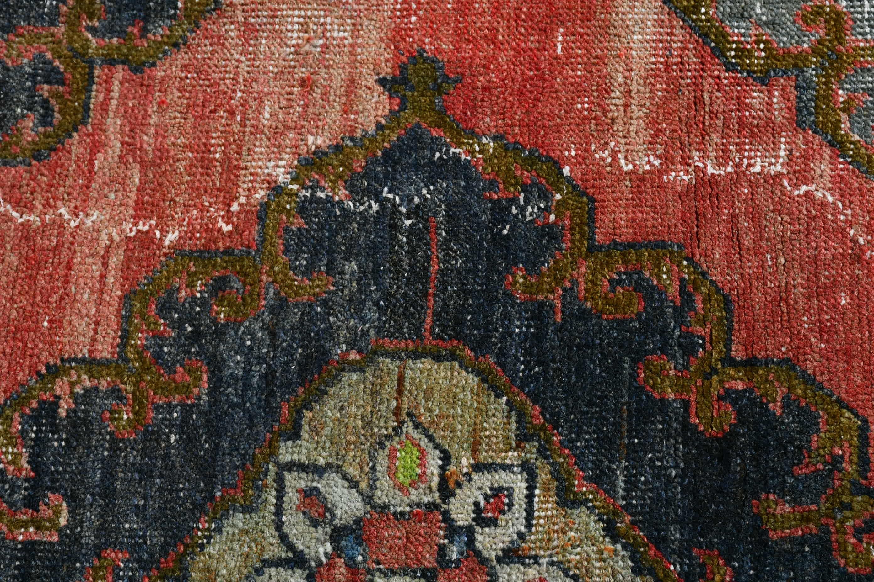 Turkish Rugs, Hallway Rug, Stair Rugs, 4.4x12.1 ft Runner Rug, Home Decor Rug, Antique Rugs, Vintage Rug, Red Cool Rug, Rugs for Corridor