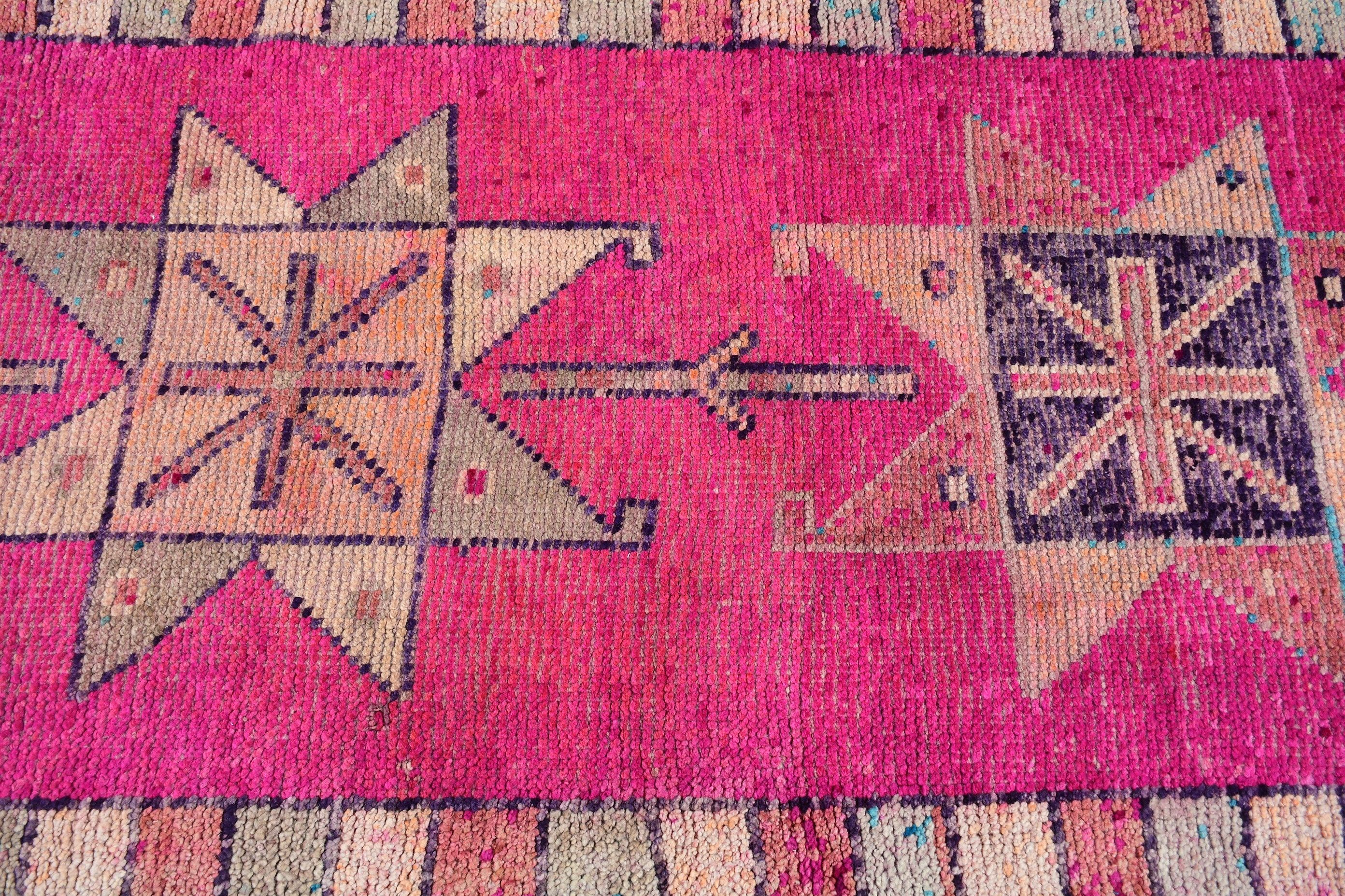 Moroccan Rug, Stair Rug, Decorative Rug, Pink Bedroom Rugs, Vintage Rug, Bedroom Rug, Turkish Rug, Hallway Rugs, 3.2x11.3 ft Runner Rugs