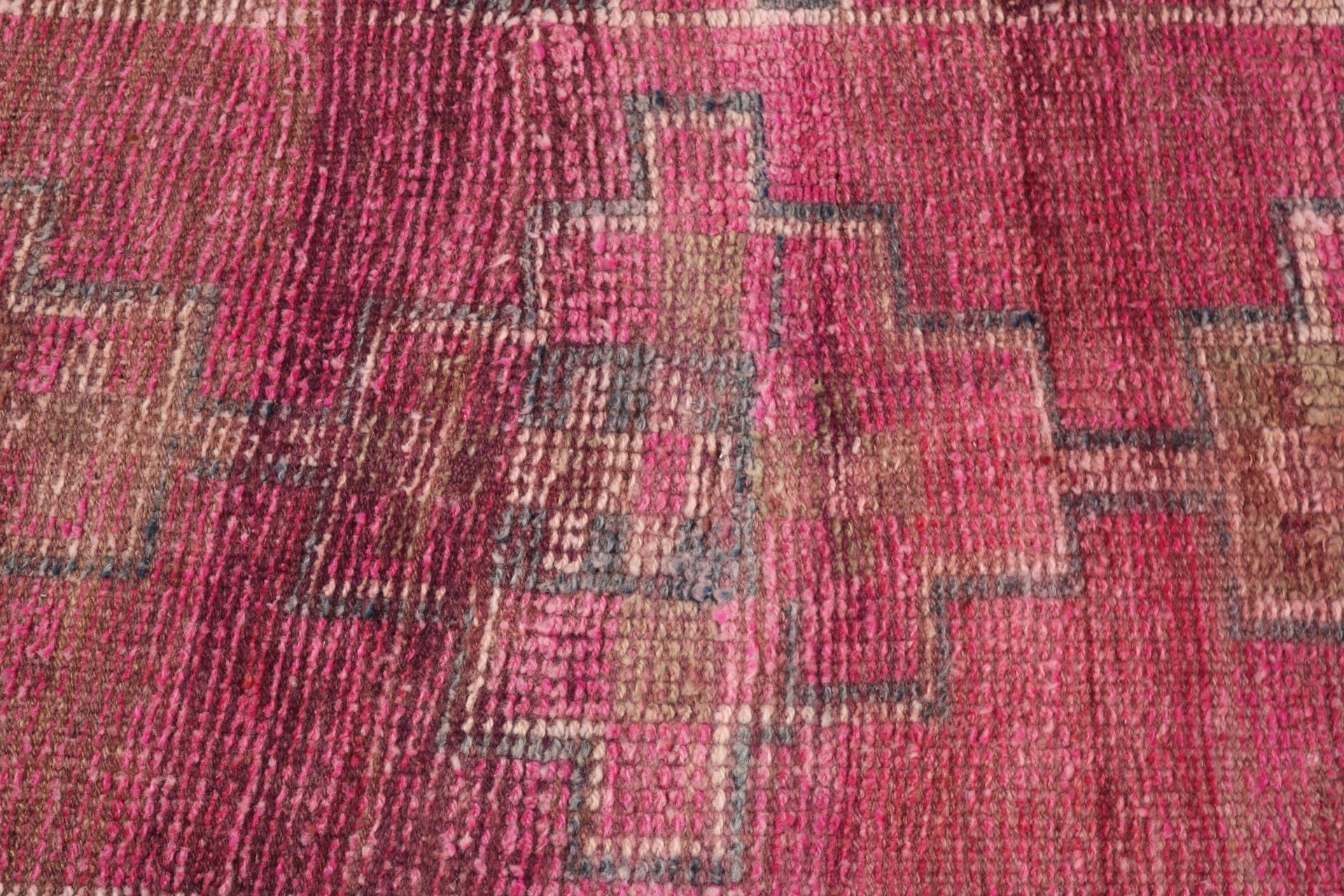 Beni Ourain Runner Rugs, Statement Rugs, Pink Geometric Rug, Turkish Rug, Corridor Rugs, Vintage Rug, 2.4x9.9 ft Runner Rugs, Cool Rug