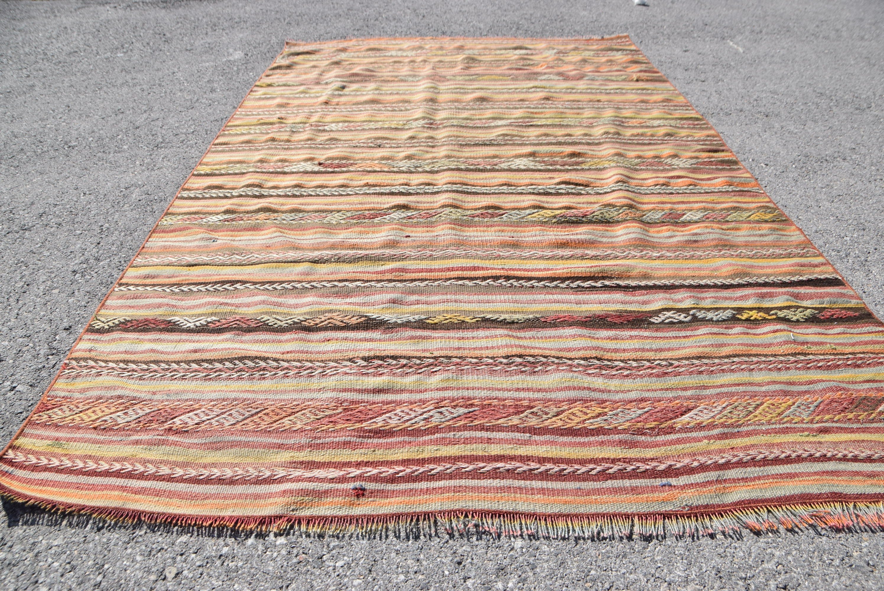 Vintage Halılar, Kırmızı Antika Halı, 4.4x7.5 ft Alan Halısı, Yer Halıları, Türk Halıları, Kilim, Oturma Odası Halısı, Oushak Halısı, Organik Halı, Oryantal Halı