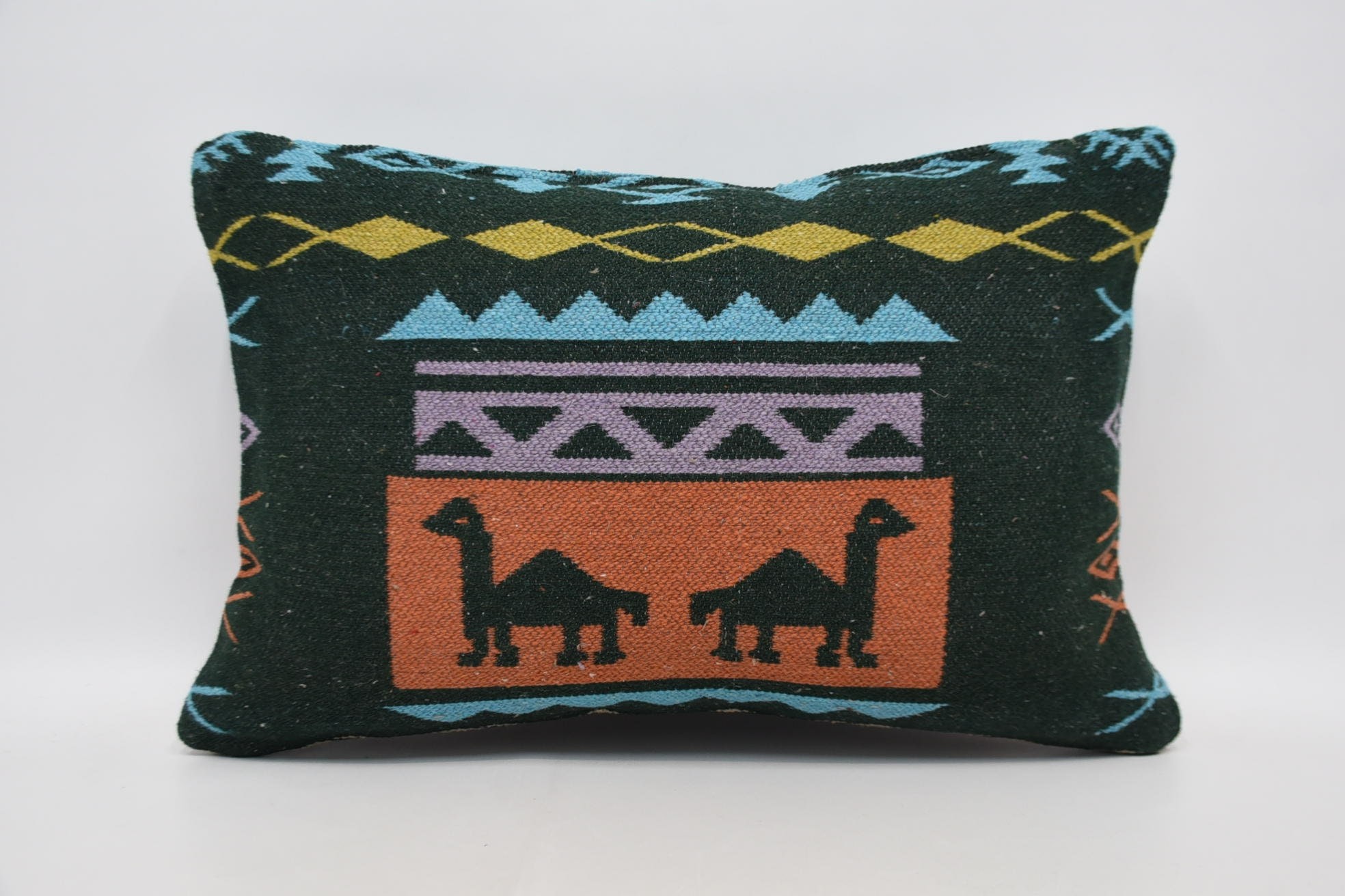 16"x24" Purple Cushion, Vintage Kilim Pillow, Nautical Throw Pillow, Ethnical Kilim Rug Pillow, Turkish Pillow