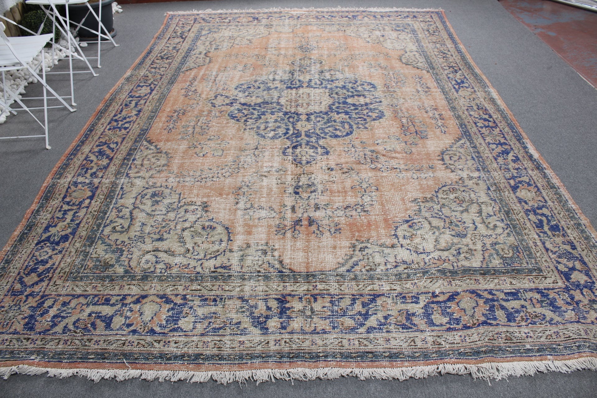 Salon Rug, Floor Rugs, Orange  8.5x11.8 ft Oversize Rug, Turkish Rug, Pastel Rug, Dining Room Rug, Oushak Rugs, Vintage Rugs