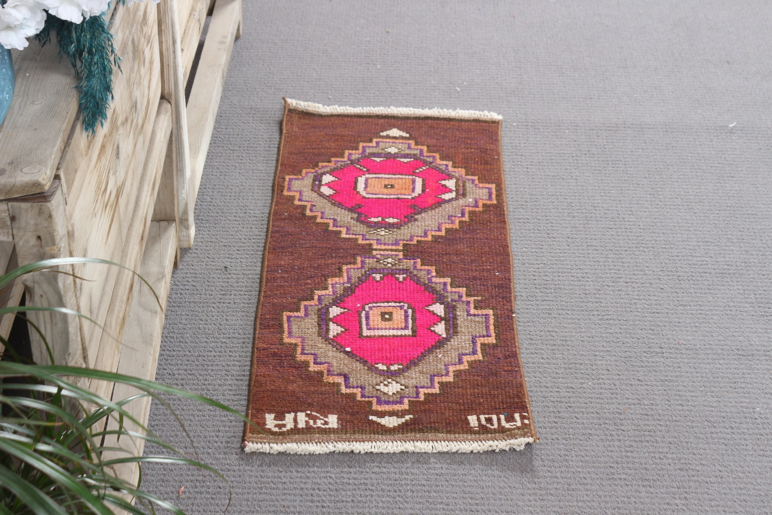Kitchen Rugs, Bath Rugs, Turkish Rugs, Vintage Rug, Nursery Rugs, Rugs for Car Mat, Brown  1.3x2.9 ft Small Rug, Oushak Rugs