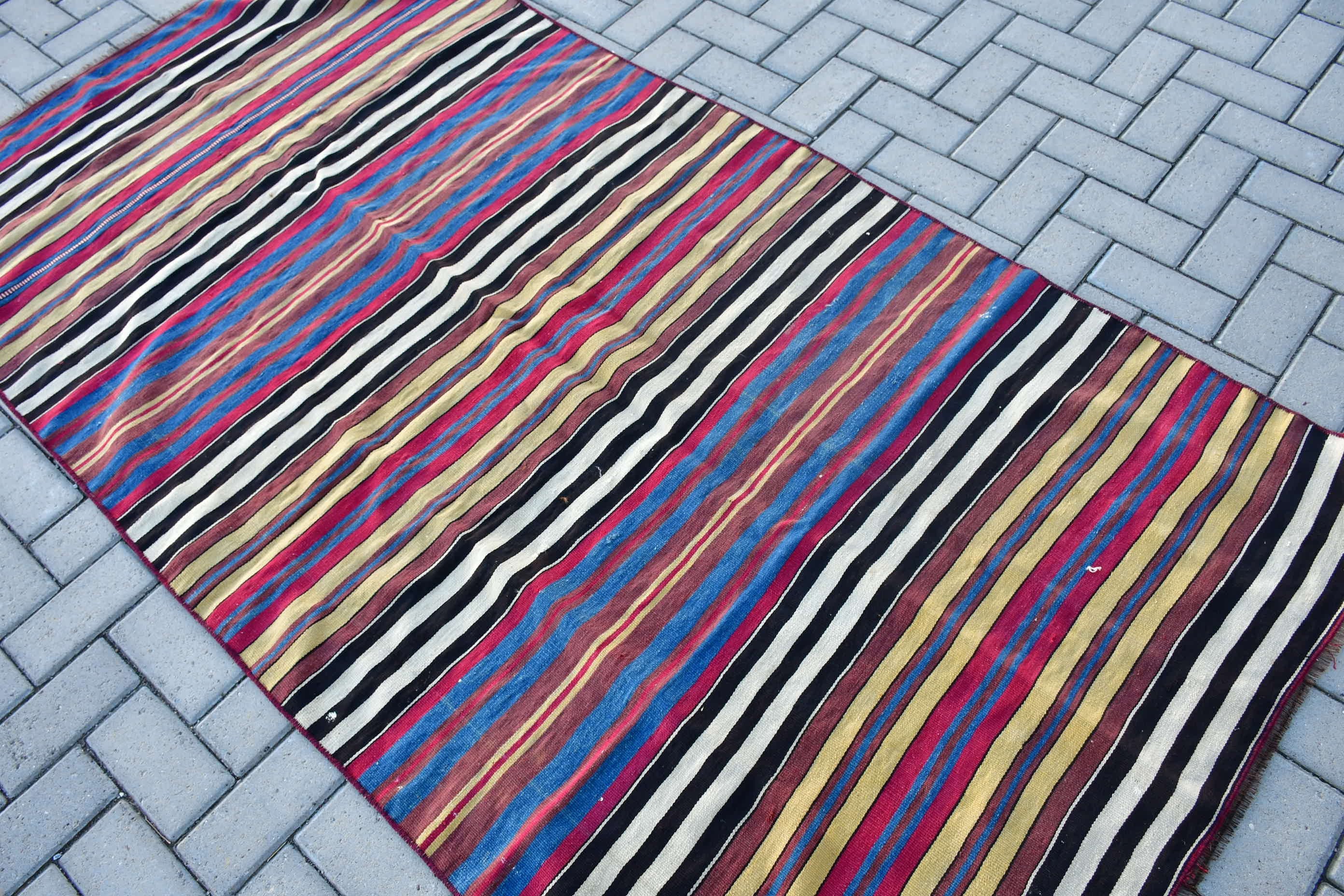 Kilim, Vintage Halı, Anadolu Halıları, Mavi Oryantal Halı, Yemek Odası Halısı, Türk Halıları, Yer Halısı, 3,9x7,4 ft Alan Halıları