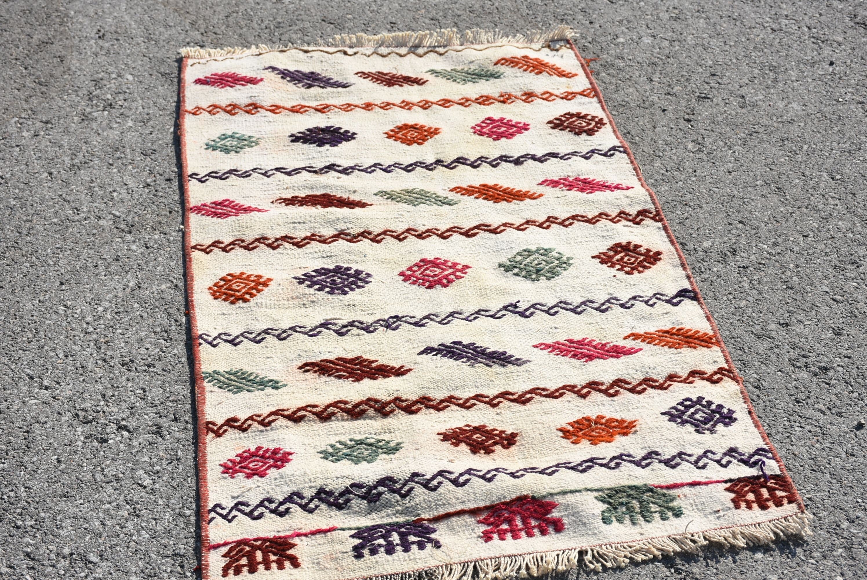 Banyo Kilim, Anadolu Kilim, 62x107 cm Küçük Kilim, Ev Kilim, Yatak odası Kilim, Banyo Kilim, Nostaljik Kilim, Turuncu Antik Kilim