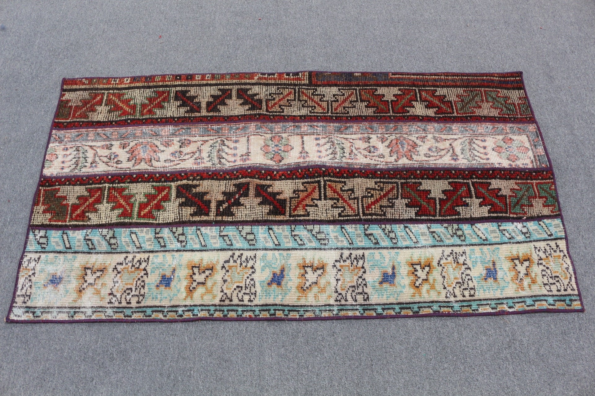 Vintage Rug, Rainbow Floor Rug, Bath Rugs, Home Decor Rug, Bedroom Rug, Cool Rug, 2.8x5.1 ft Small Rugs, Turkish Rug, Rugs for Kitchen