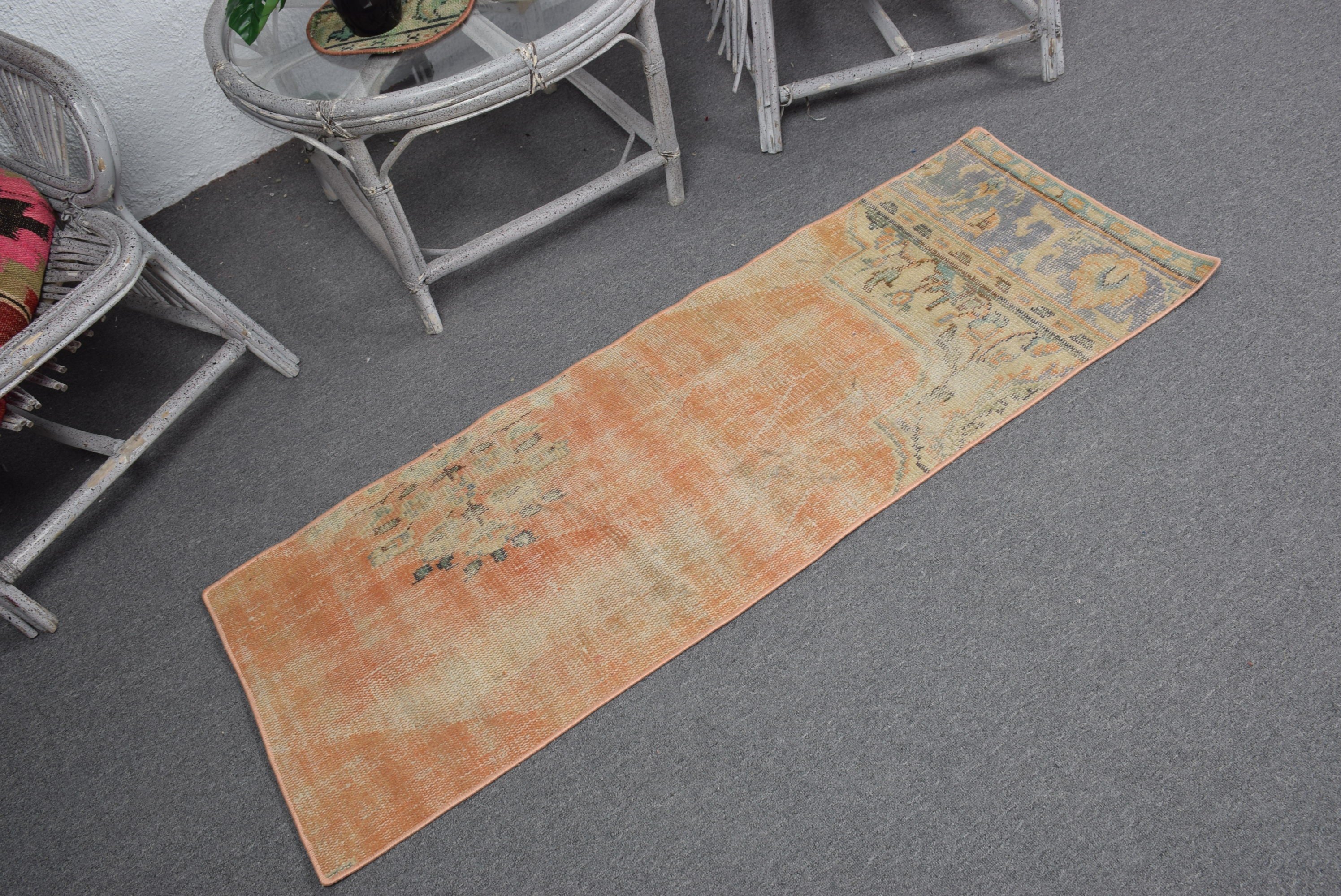 Kitchen Rugs, Orange Bedroom Rug, 1.6x4.8 ft Small Rugs, Bathroom Rug, Moroccan Rug, Muted Rug, Vintage Rug, Turkish Rugs