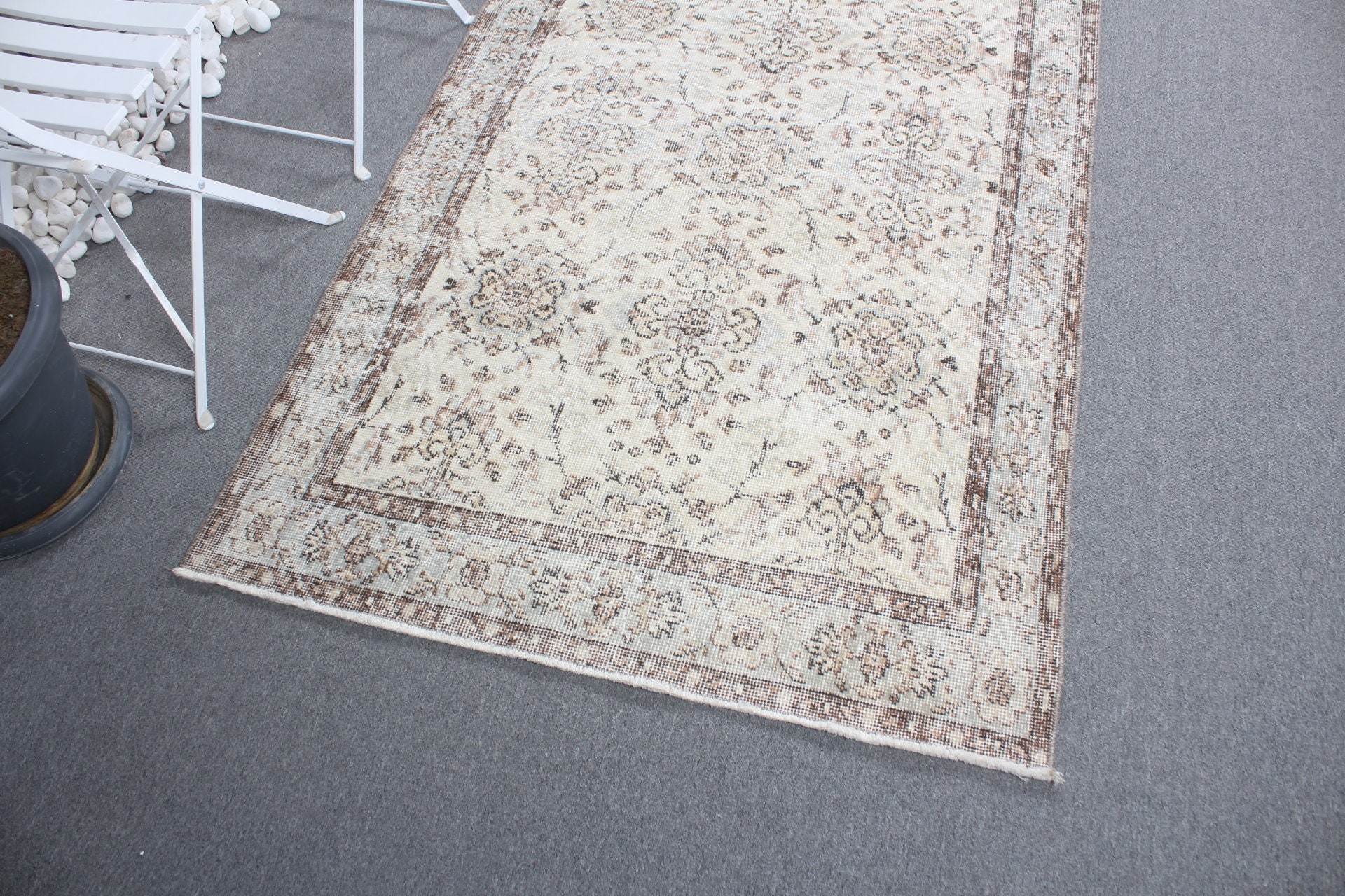 Yemek Odası Halısı, Vintage Halı, Eski Halı, 3.6x6.9 ft Alan Kilimi, Türk Halıları, Yatak Odası Halıları, Fas Halısı, Oryantal Halı, Bej Antika Halı