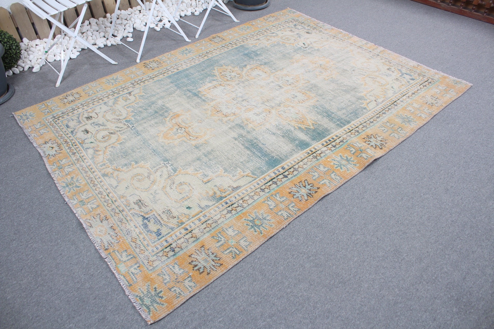 Green Floor Rug, Bedroom Rug, Anatolian Rugs, Turkish Rugs, 5.4x7.5 ft Large Rugs, Antique Rugs, Rugs for Salon, Vintage Rug, Salon Rug