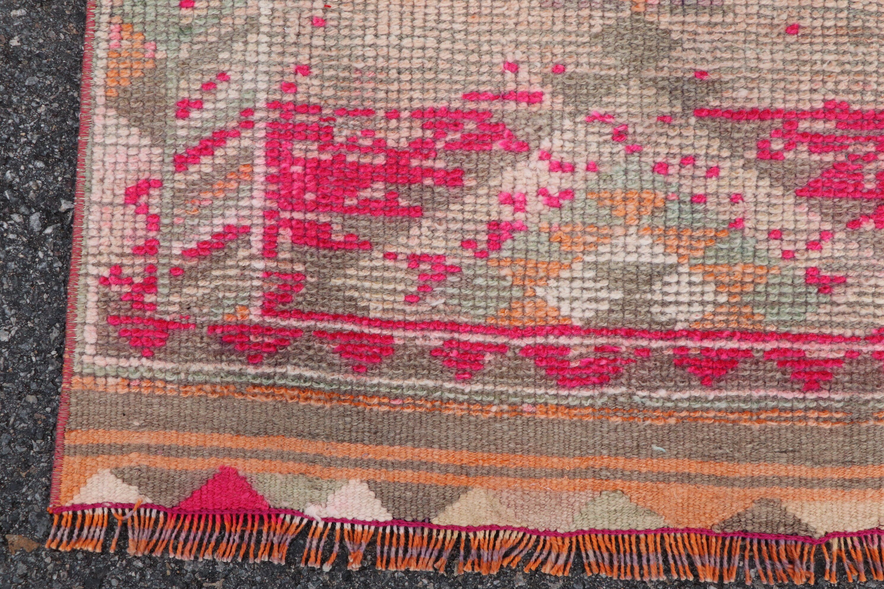 Vintage Halı, Oryantal Halı, Mutfak Halıları, Türk Halıları, 2,7x10,9 ft Runner Halısı, Pembe Soğuk Halı, Mutfak Halısı, Özel Halı