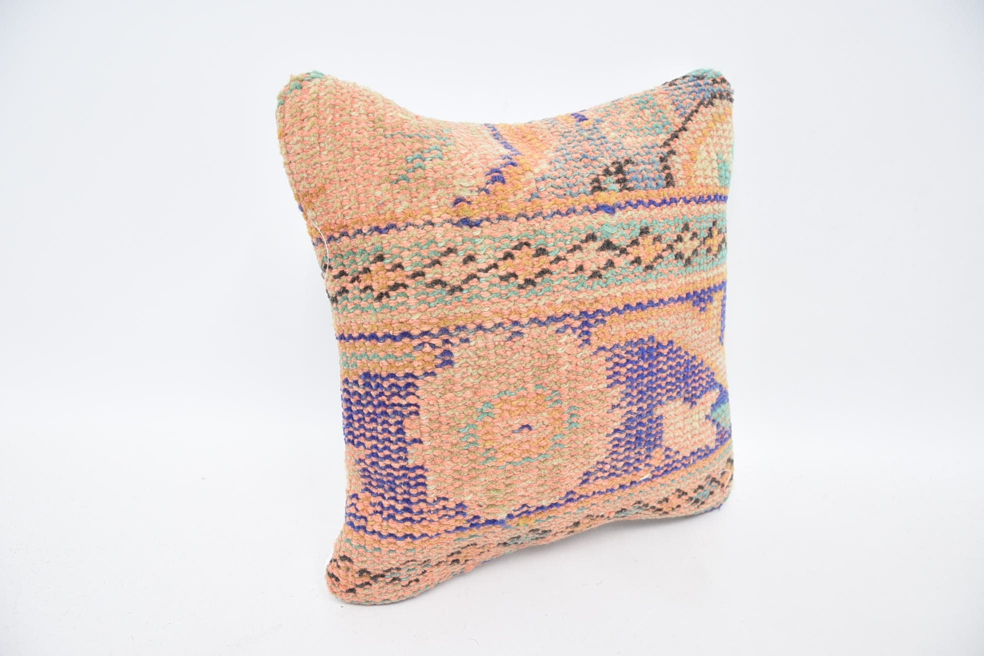 12"x12" Orange Cushion Cover, Chair Pillow, Boho Pillow Sham Cover, Ethnical Kilim Rug Pillow, Vintage Kilim Pillow