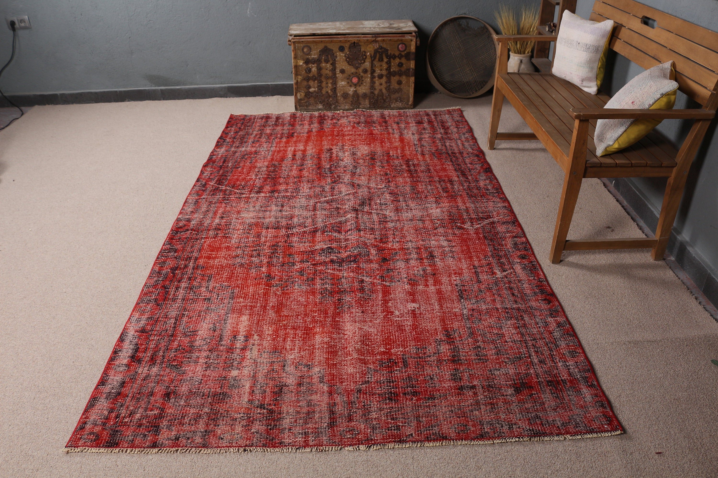 Living Room Rugs, Art Rug, Vintage Rugs, Red Moroccan Rug, Moroccan Rugs, Turkish Rug, Bedroom Rug, 5.2x9.1 ft Large Rugs, Rugs for Bedroom